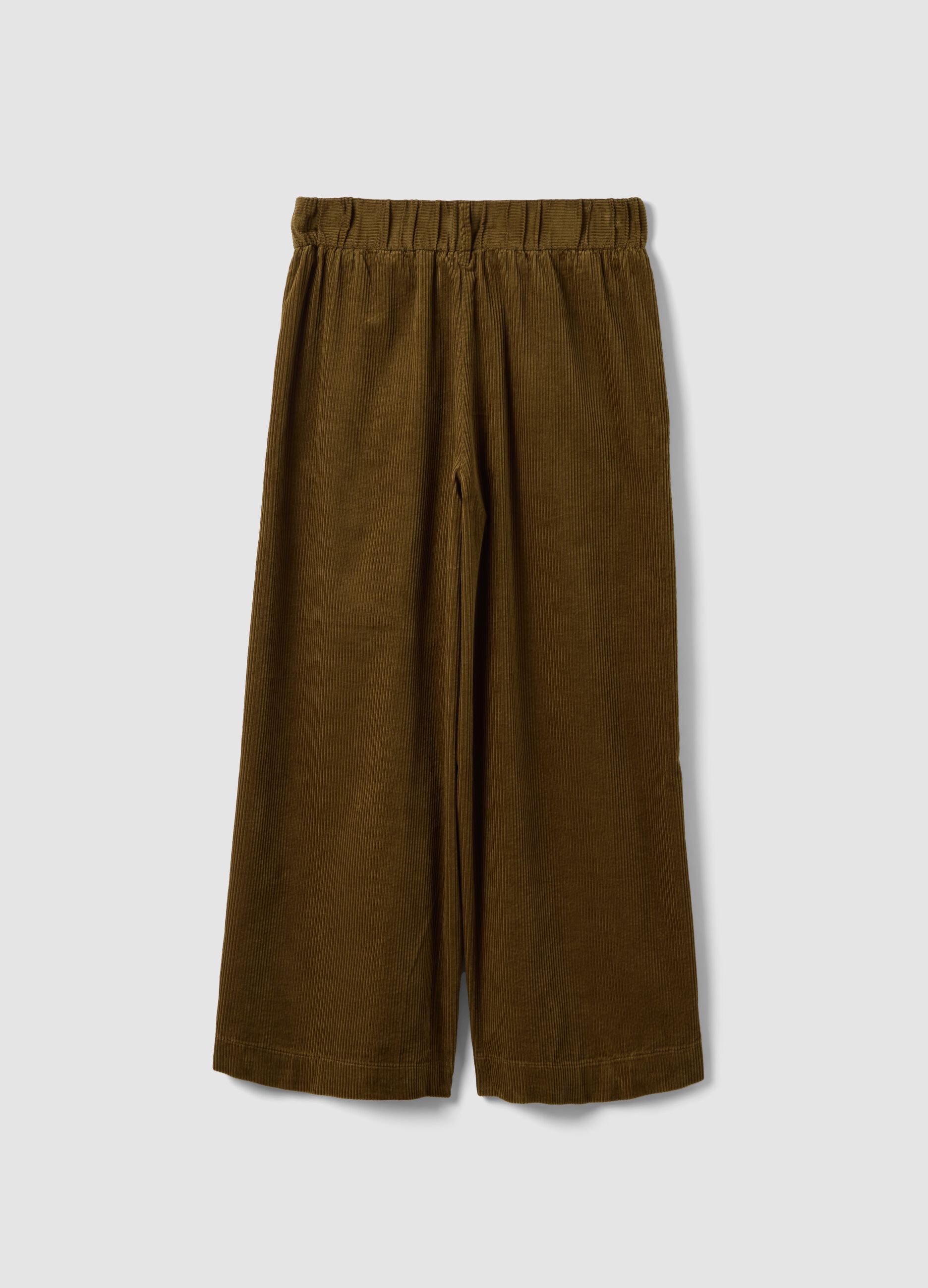Pantaloni verdi in puro cotone a coste regular fit