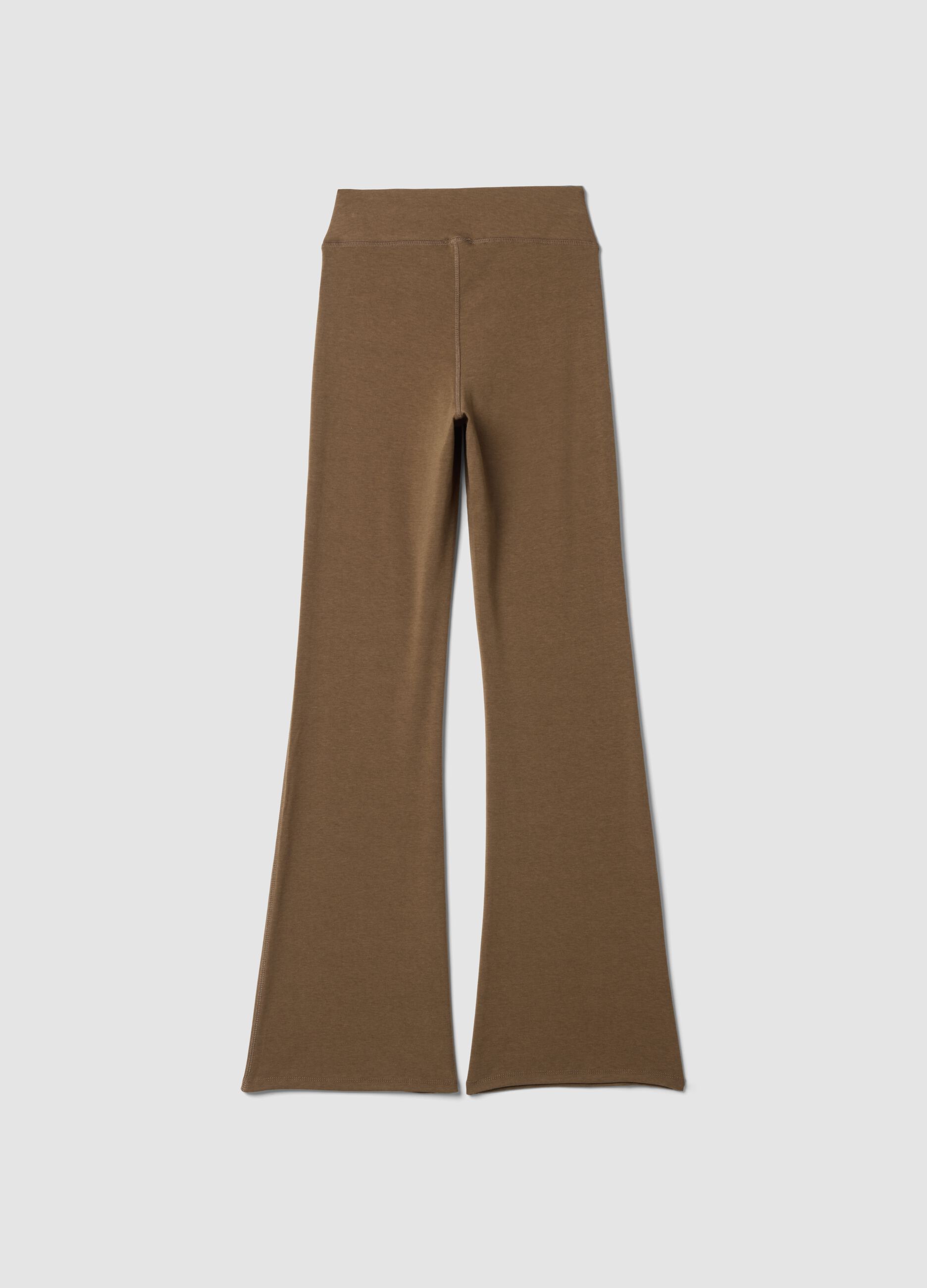 Brown flare-fit leggings in stretch viscose jersey