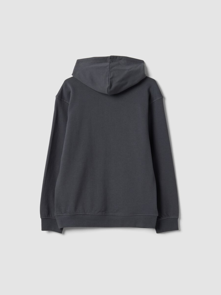 Grey pure cotton hoodie with relaxed-fit print_2