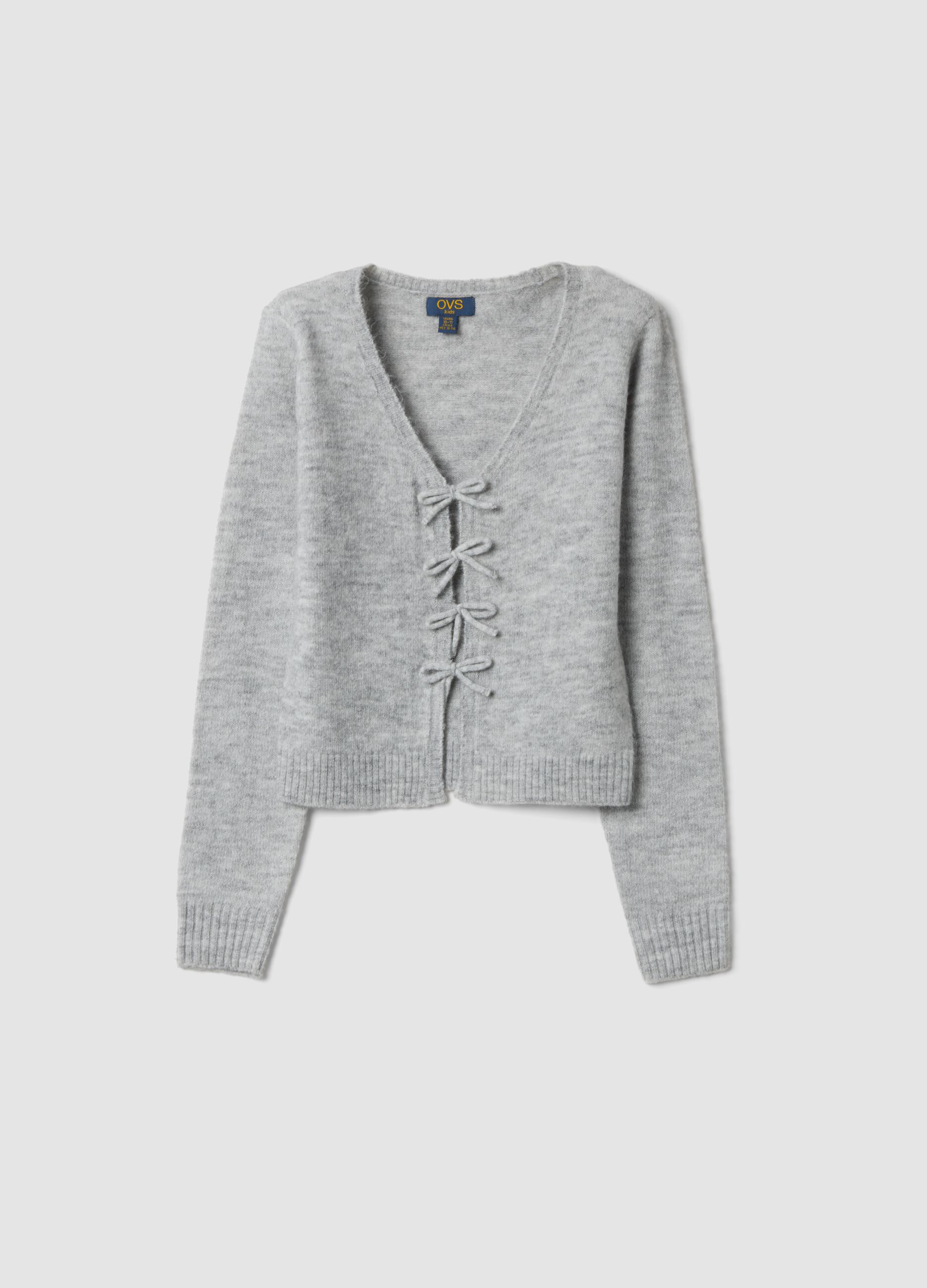 Grey marl stretch wool cardigan, regular fit