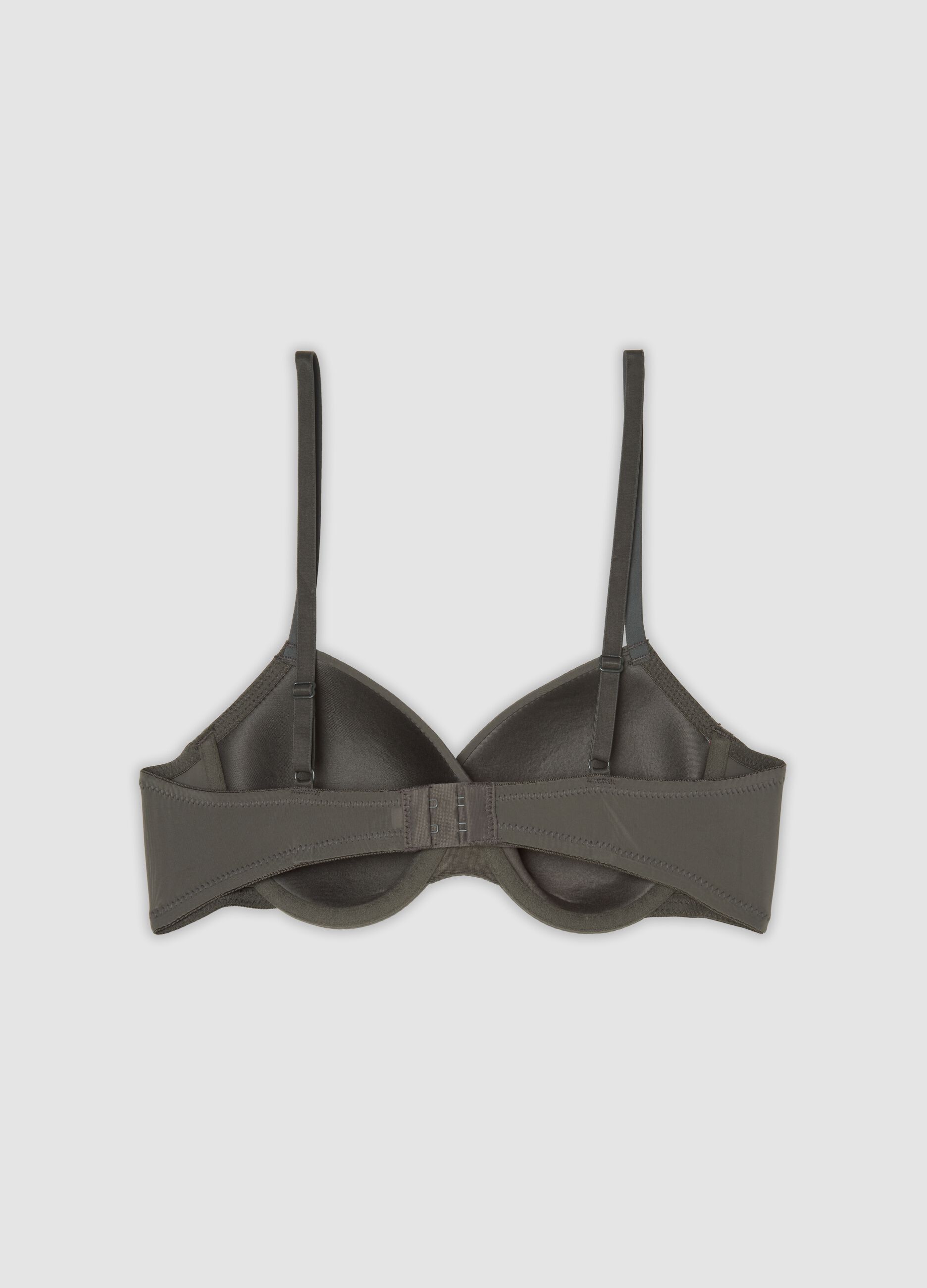 Grey padded stretch-fabric bra