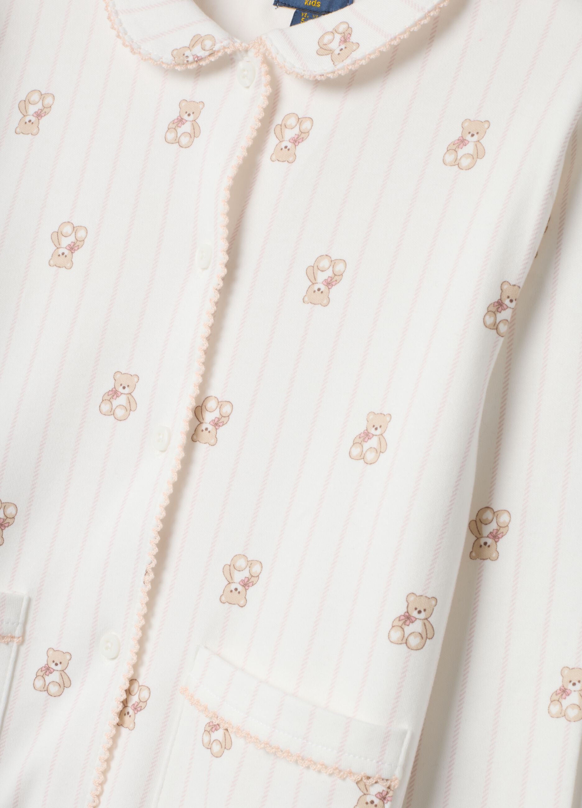 White pure organic cotton crew-neck pyjamas