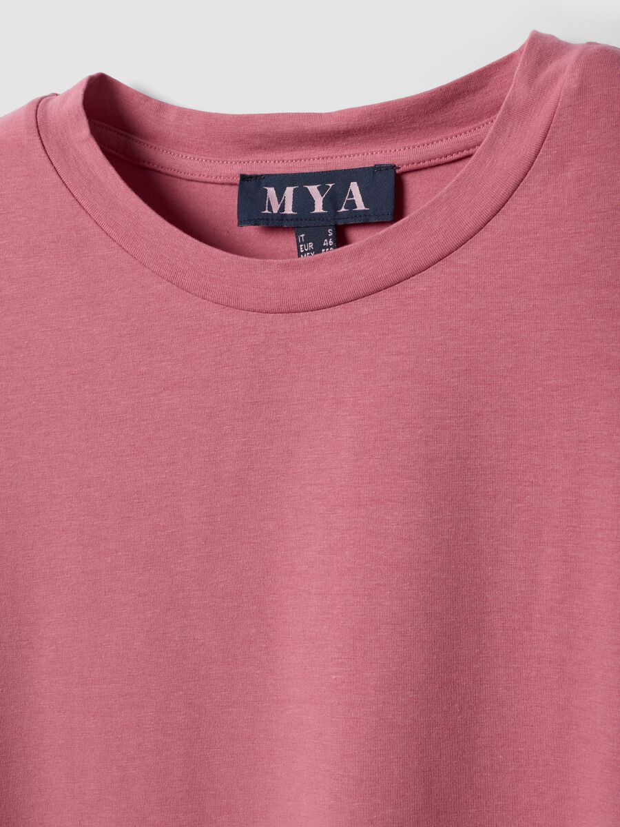 Pink crew-neck T-shirt in stretch cotton-modal blend, regular fit_2