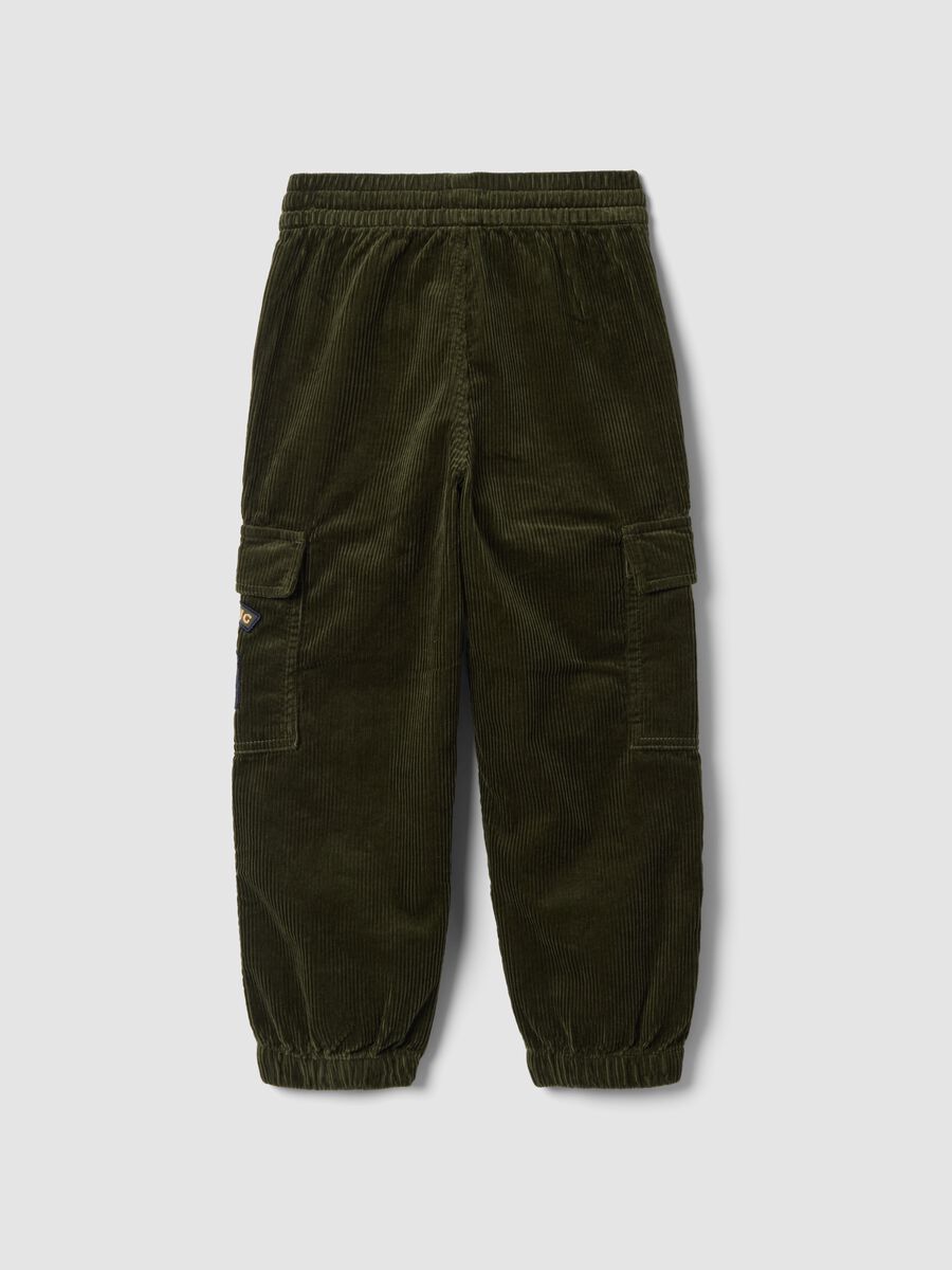 Green pure cotton cargo joggers, relaxed fit_2