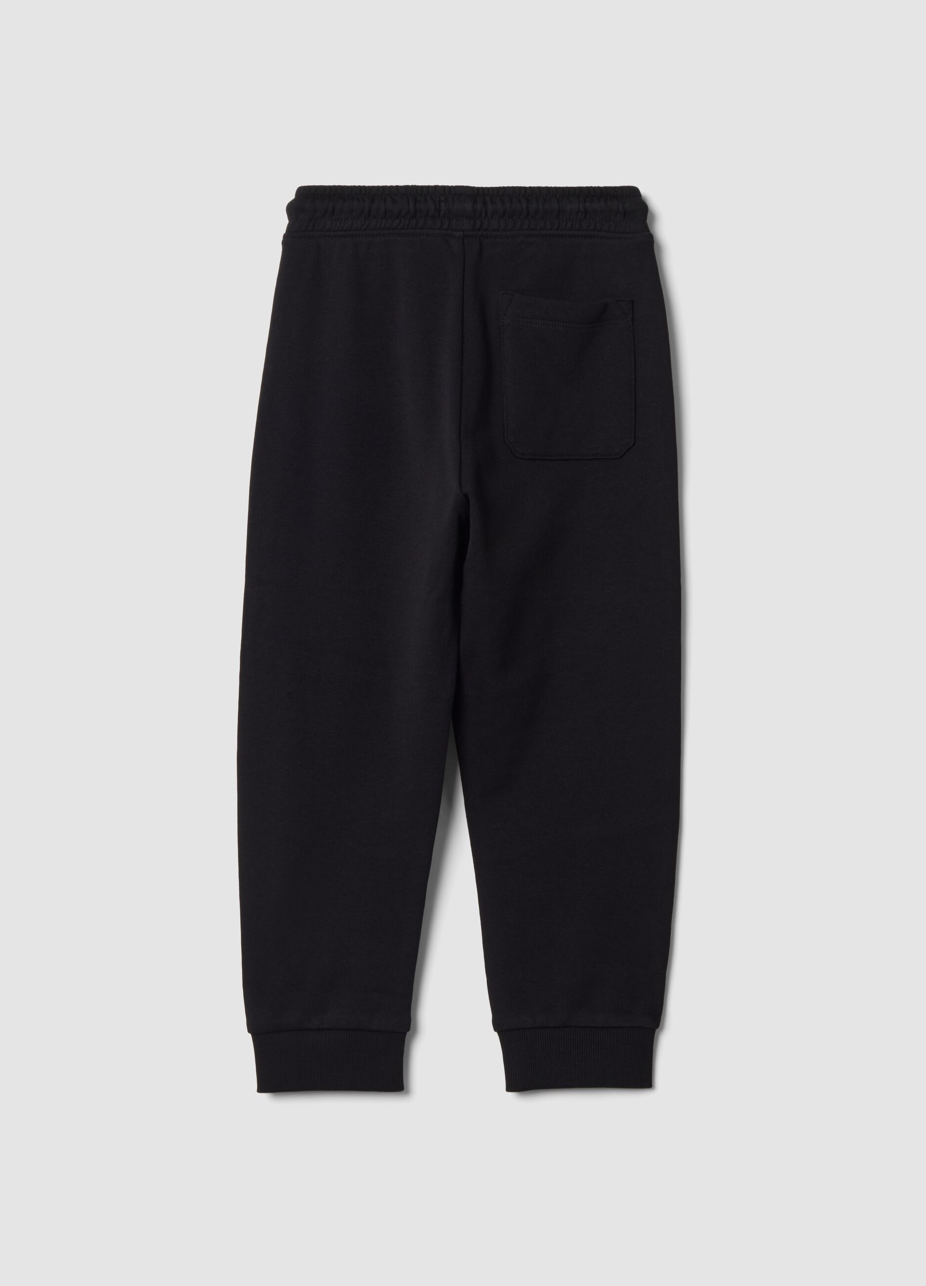 Pantaloni jogger neri in puro cotone regular fit