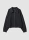 Felpa full zip grigia in viscosa elasticizzata a righe con colletto_4