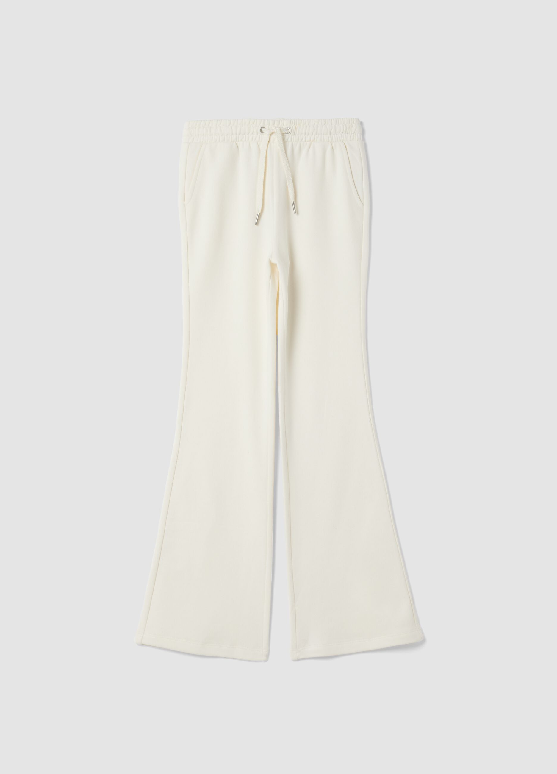 White flare trousers in pure organic cotton