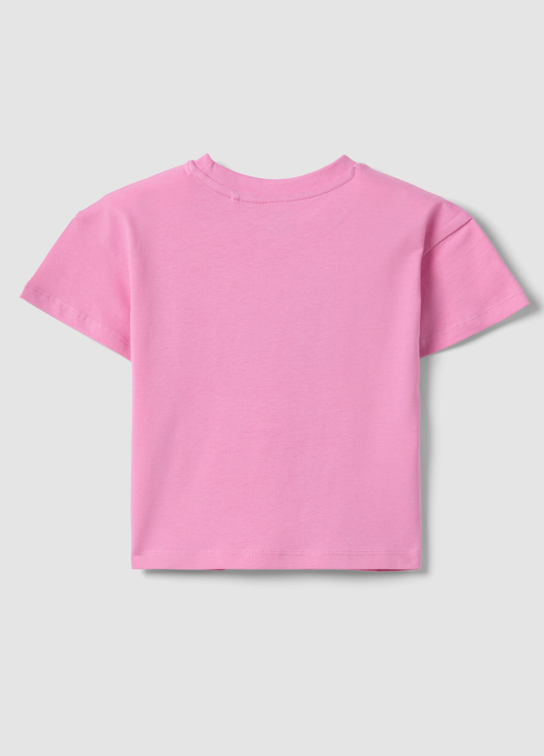 Girl's regular fit pink pure cotton T-shirt with print