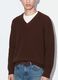 Maglia marrone in puro cotone con scollo profondo a V regular fit_2