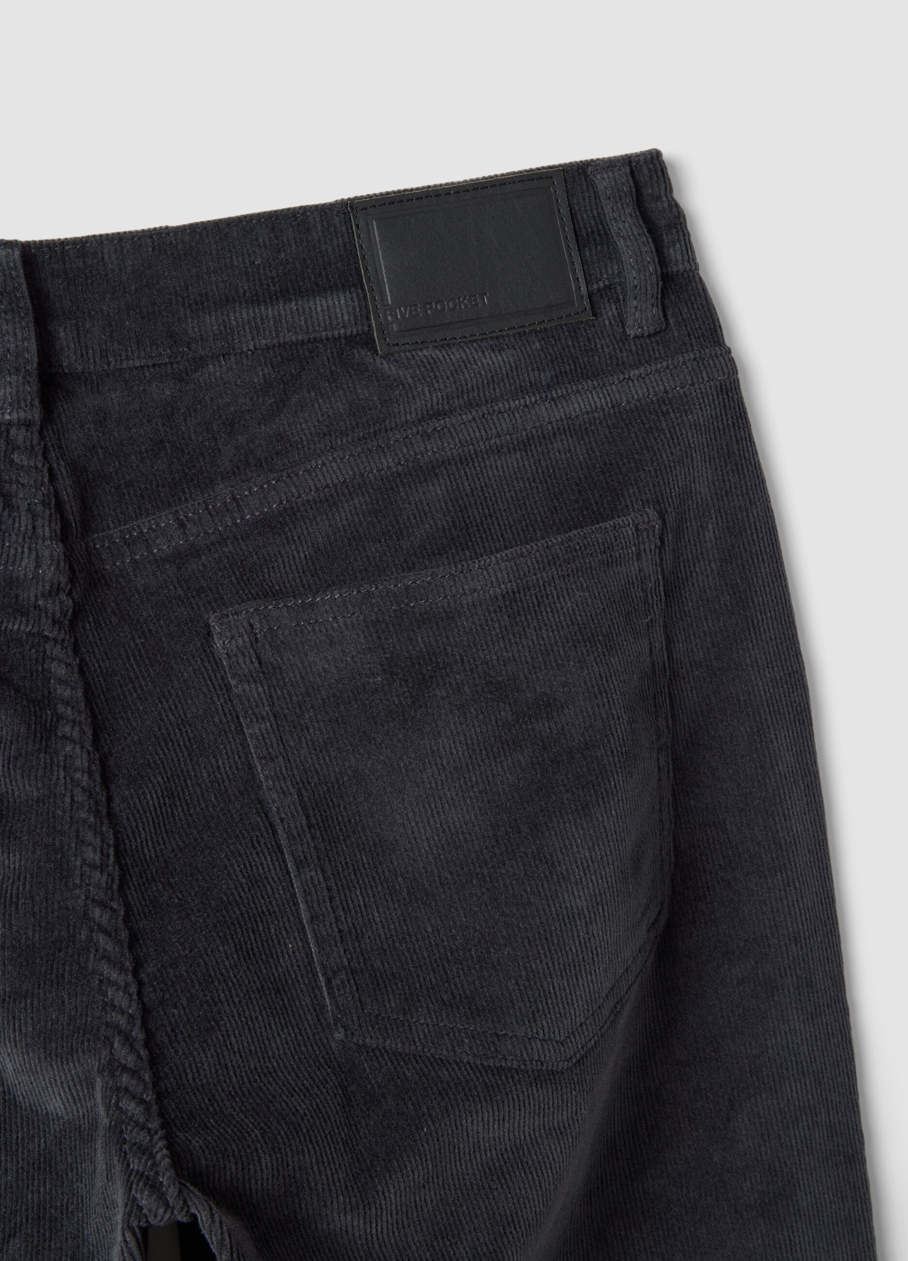 Pantaloni grigi in cotone elasticizzato a coste slim fit