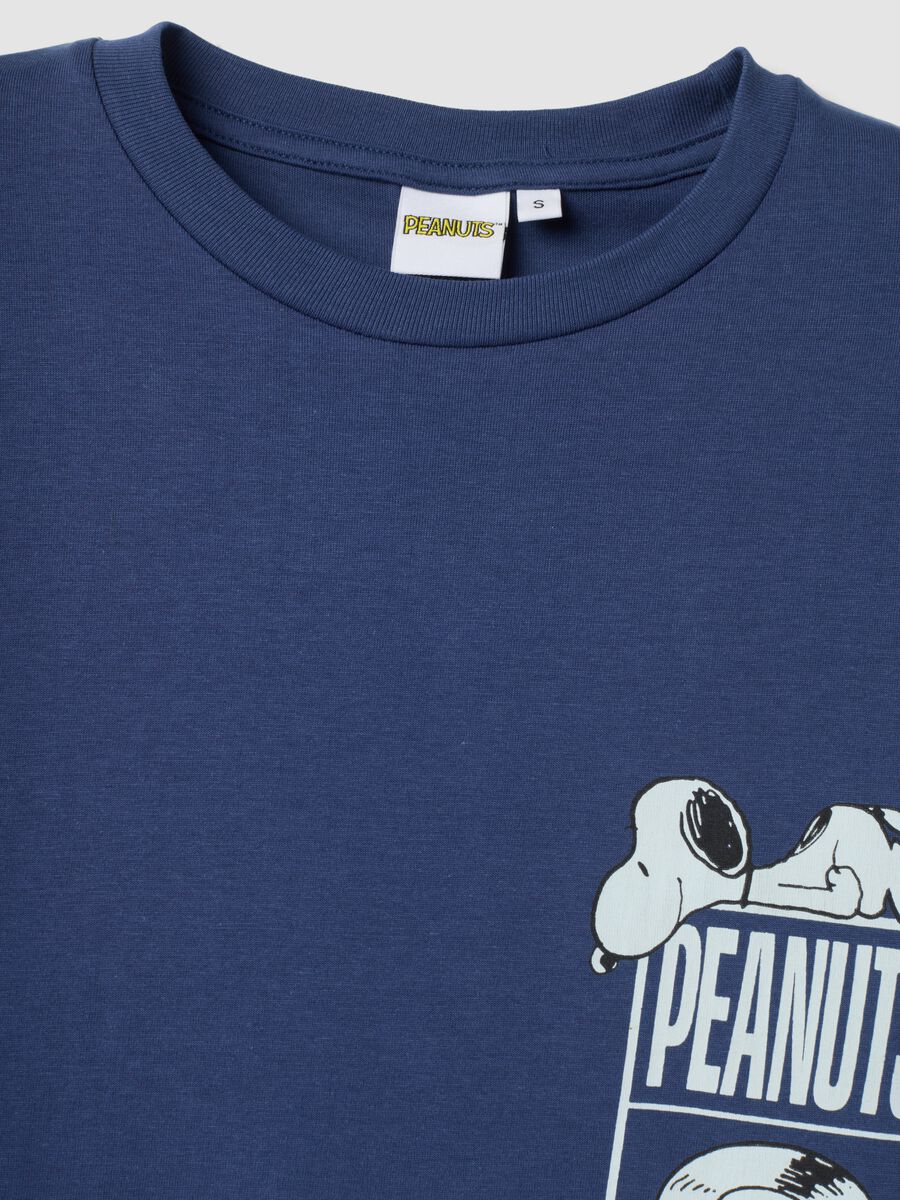 Blue organic cotton crew-neck Peanuts print pyjama top_1