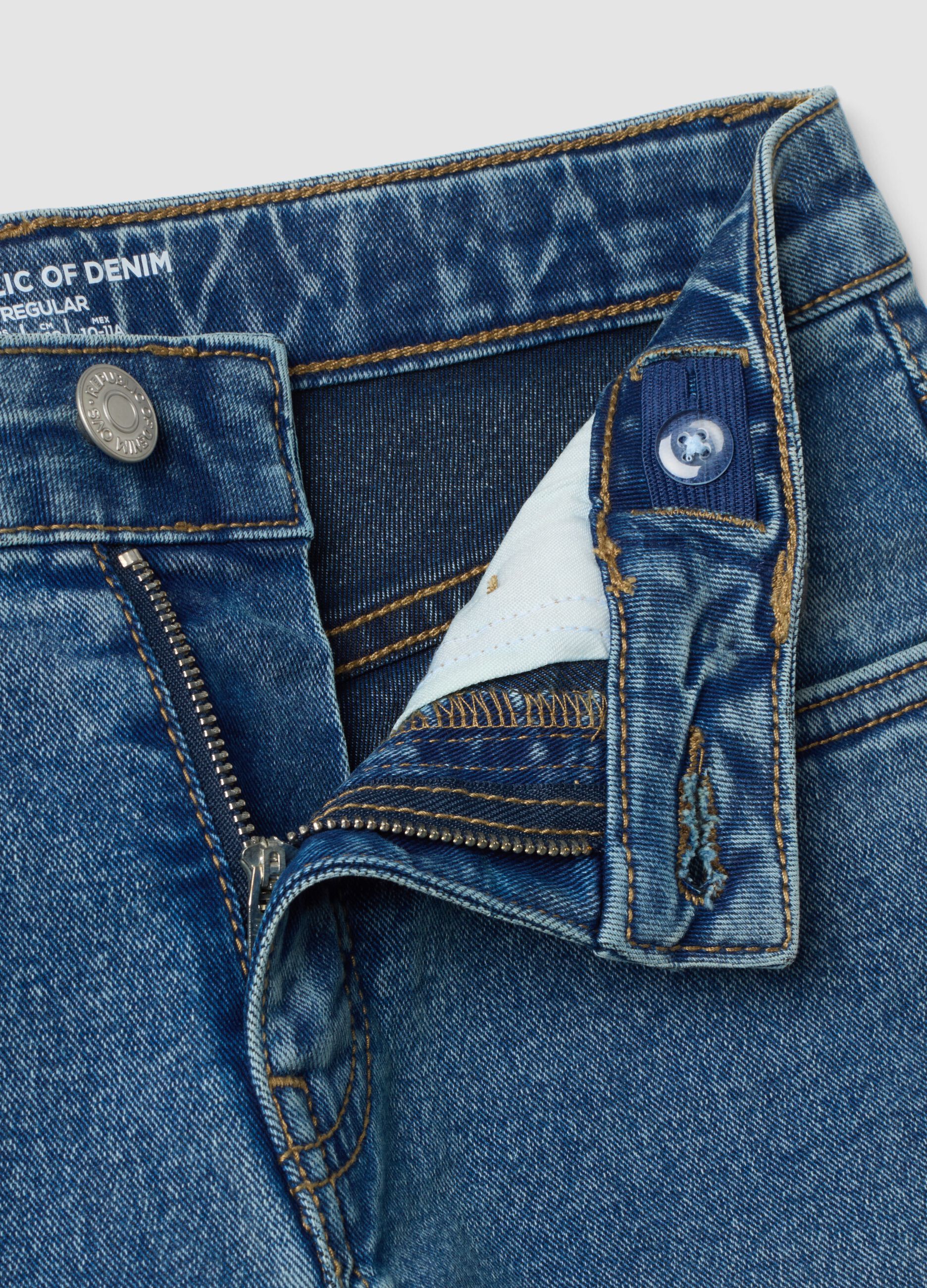 Boys&rsquo; regular-fit blue stretch cotton jeans