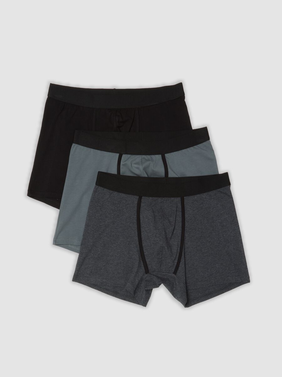 Pack of 3 grey midi boxer briefs in stretch organic cotton_0