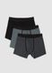 Pack of 3 grey midi boxer briefs in stretch organic cotton_0