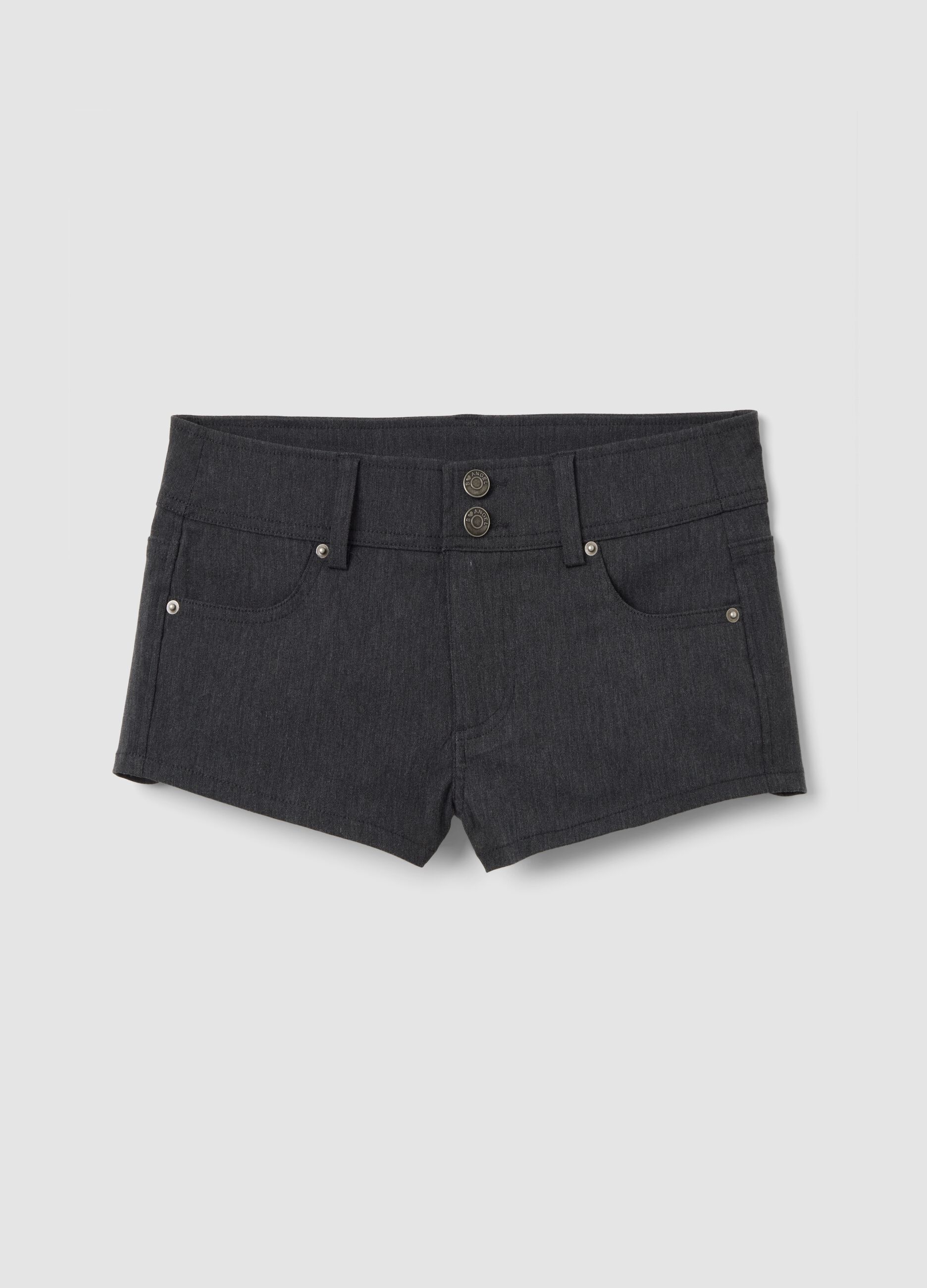 Grey stretch viscose skinny-fit shorts