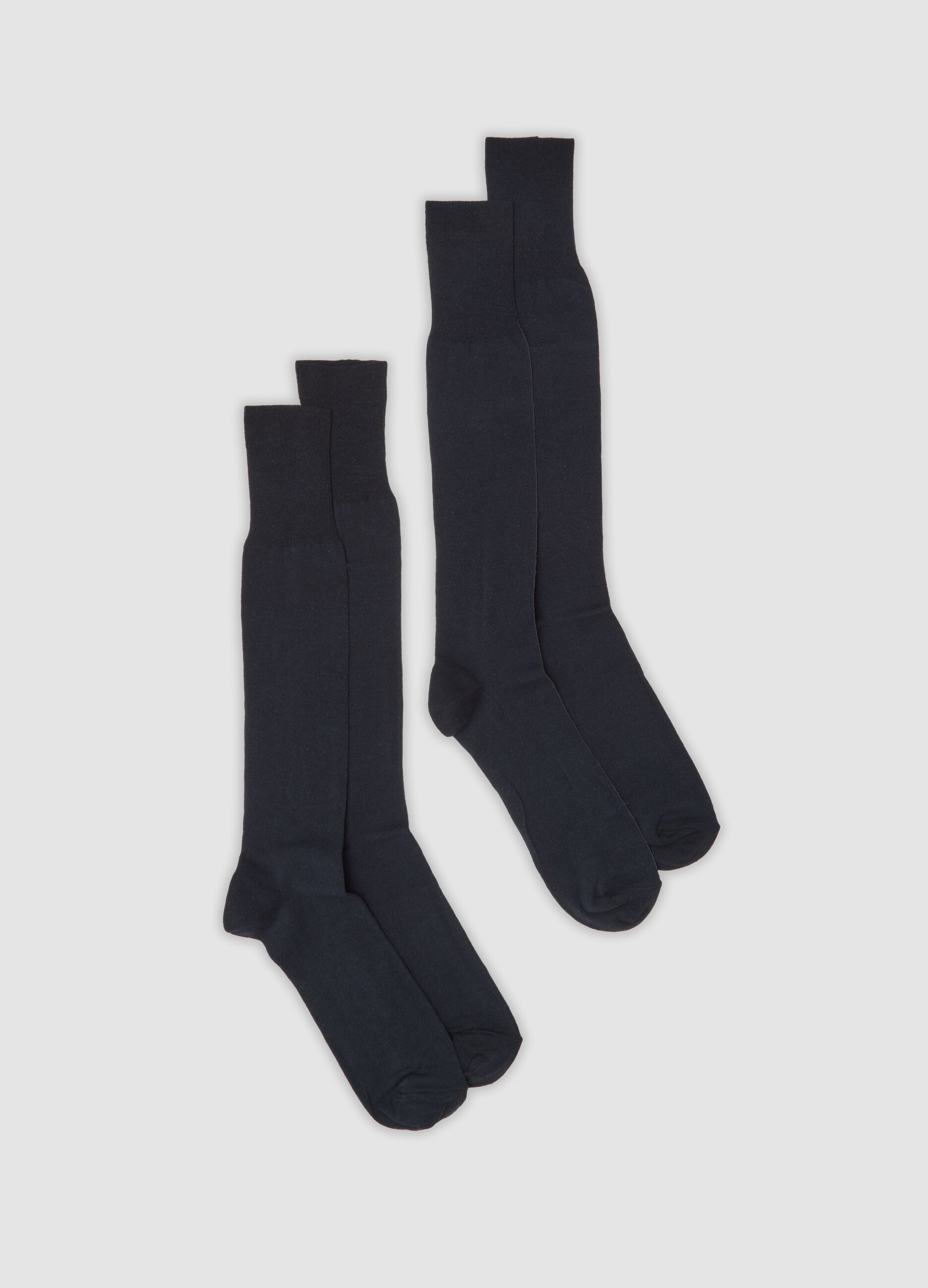 2-pack of long blue stretch cotton socks