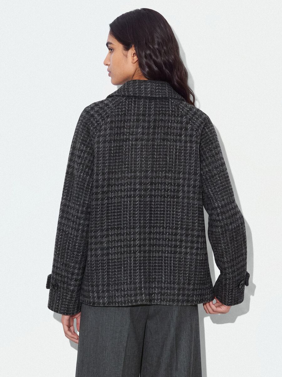 Cappotto grigio in misto lana a fantasia pied de poule_3