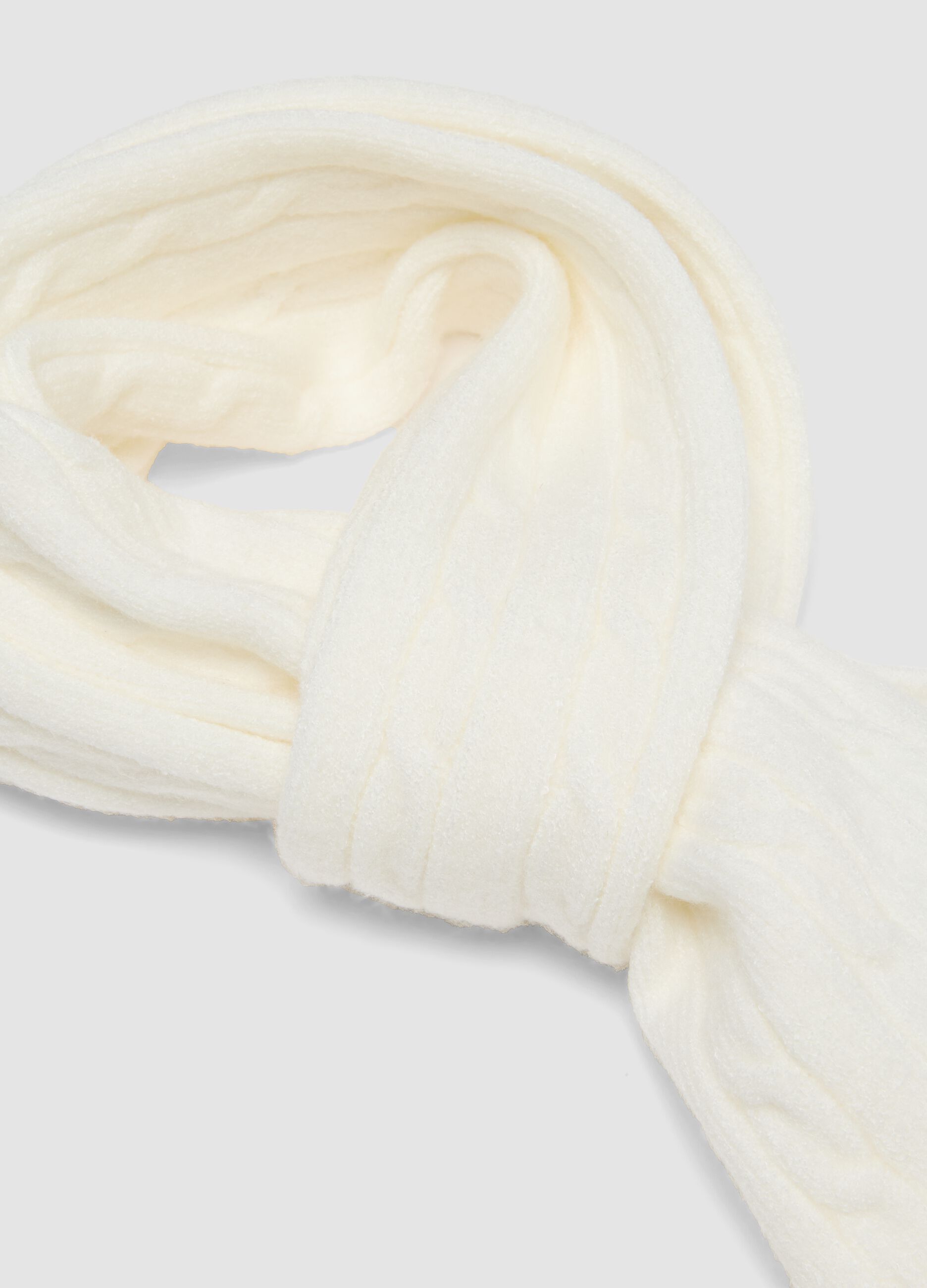 White viscose-blend scarf