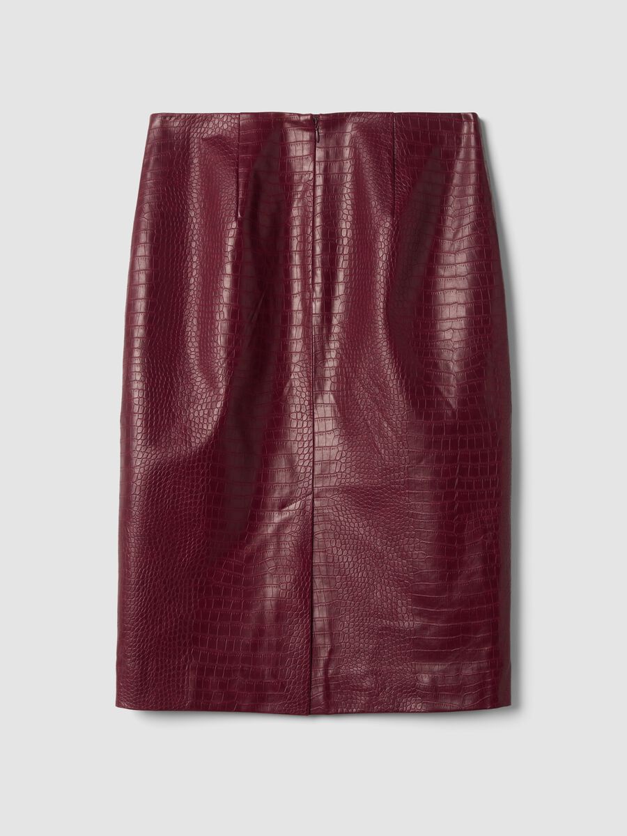 Red midi skirt in pure viscose with embossed print_6