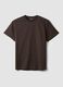 Brown mercerised pure cotton regular-fit crew-neck T-shirt_4