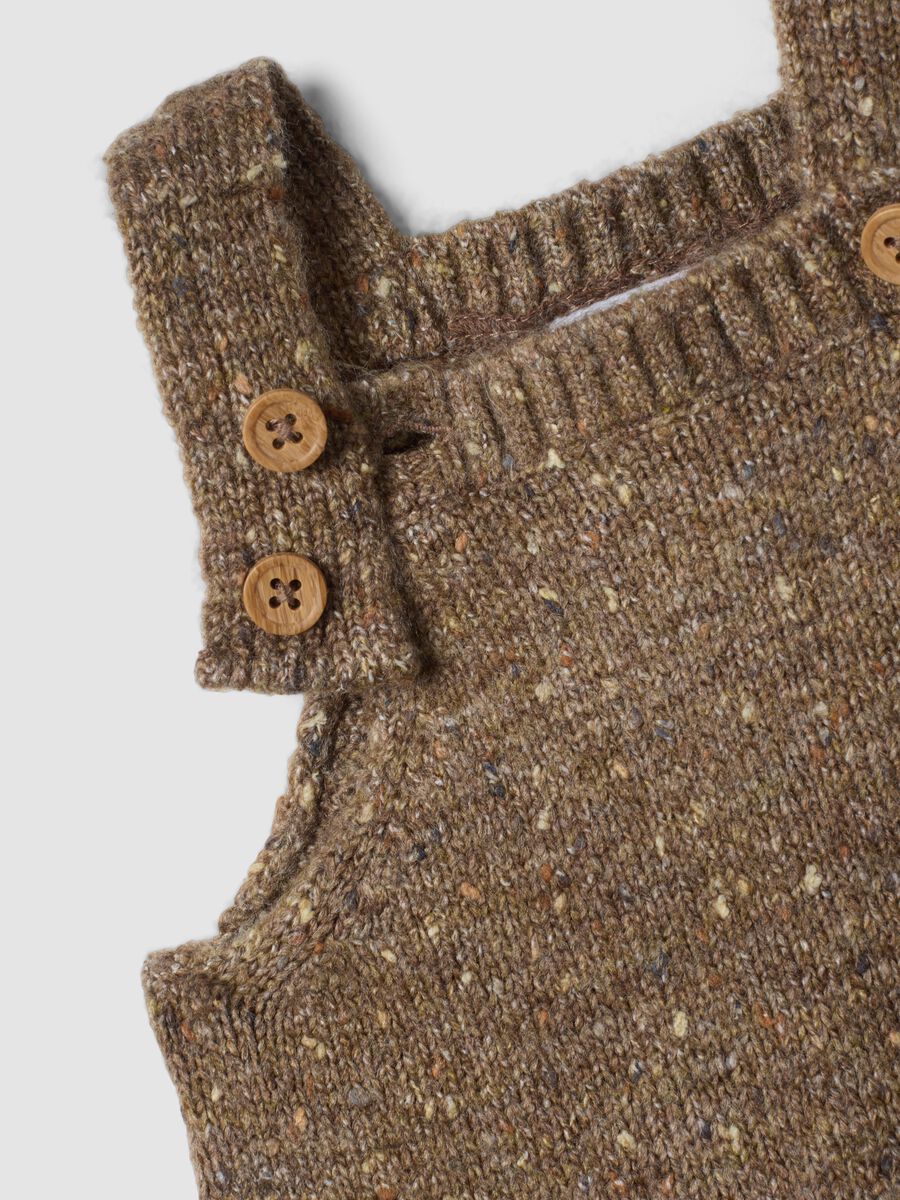 Beige melange stretch-fabric dungarees_3