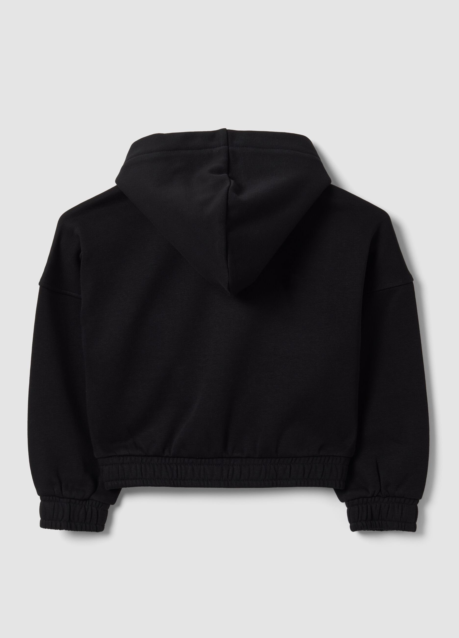 Black cotton-blend hoodie with logo for girls
