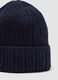 Berretto blu navy in lana elasticizzata a costine_2