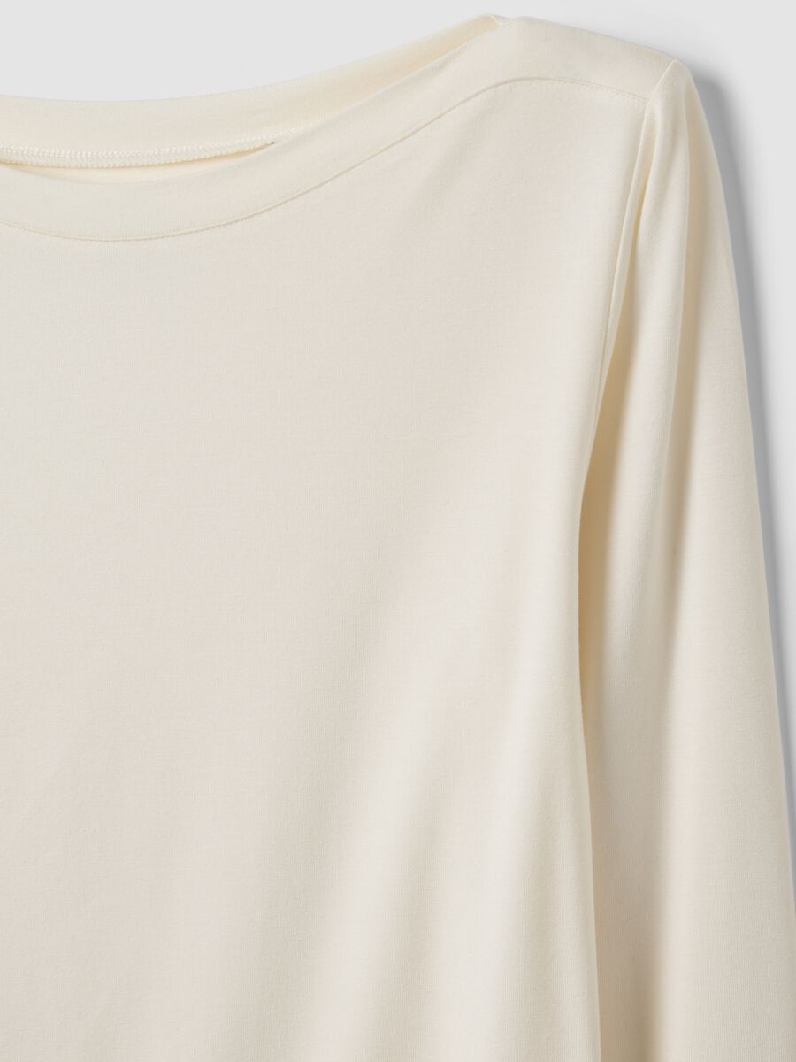 White stretch viscose slim-fit T-shirt_5