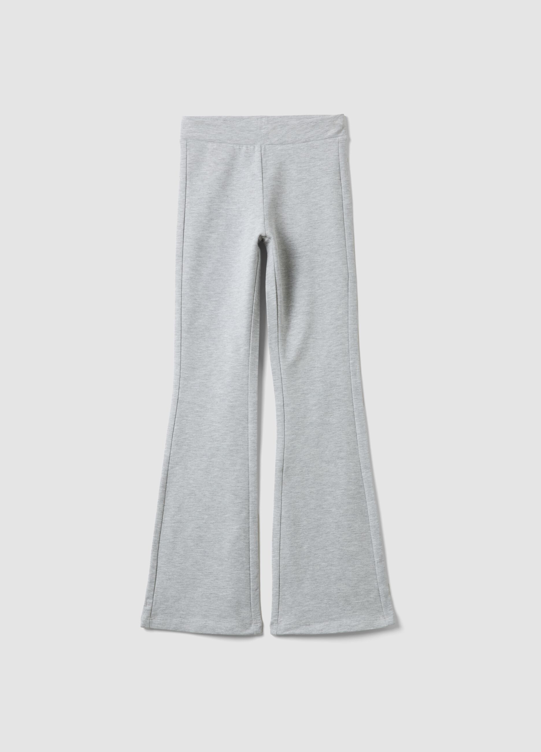 Leggings grigi flare in cotone elasticizzato