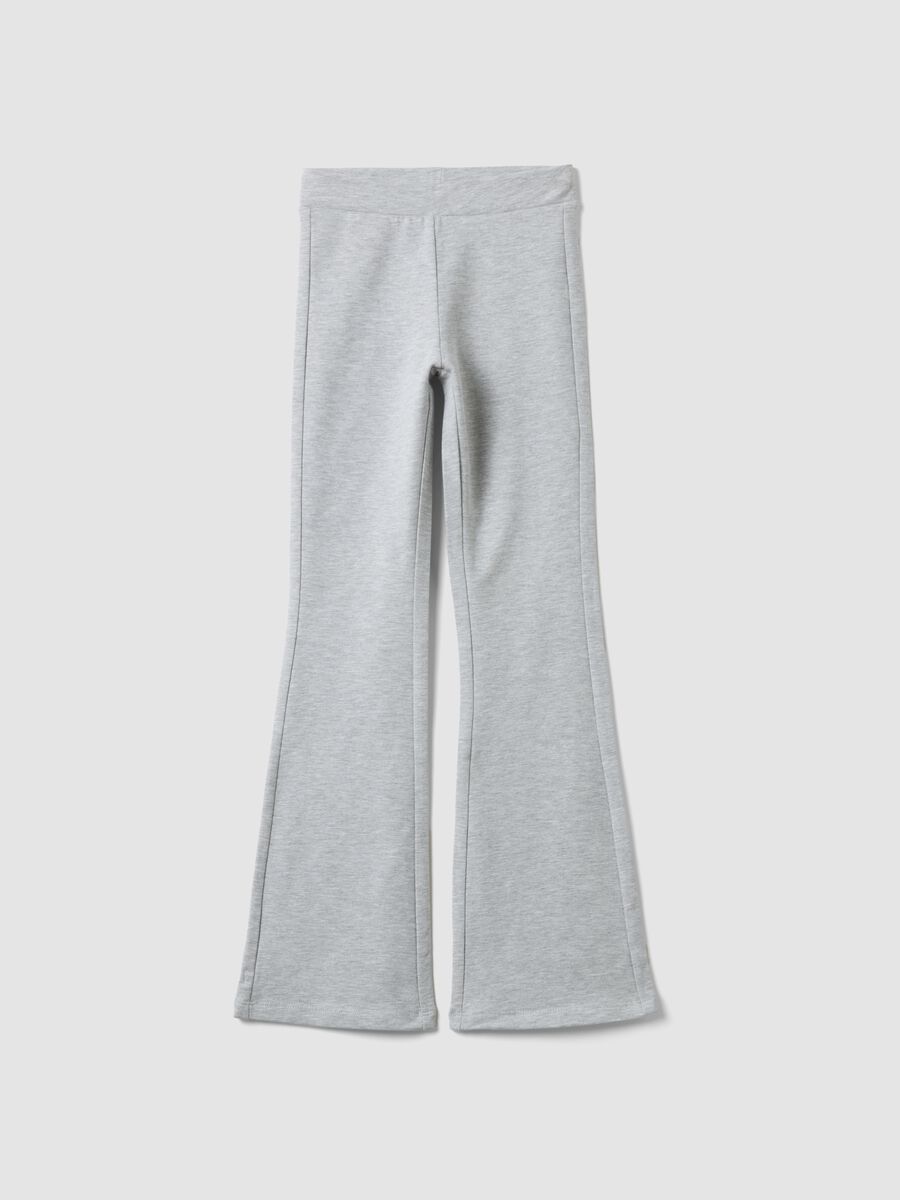Grey flared leggings in stretch cotton_0