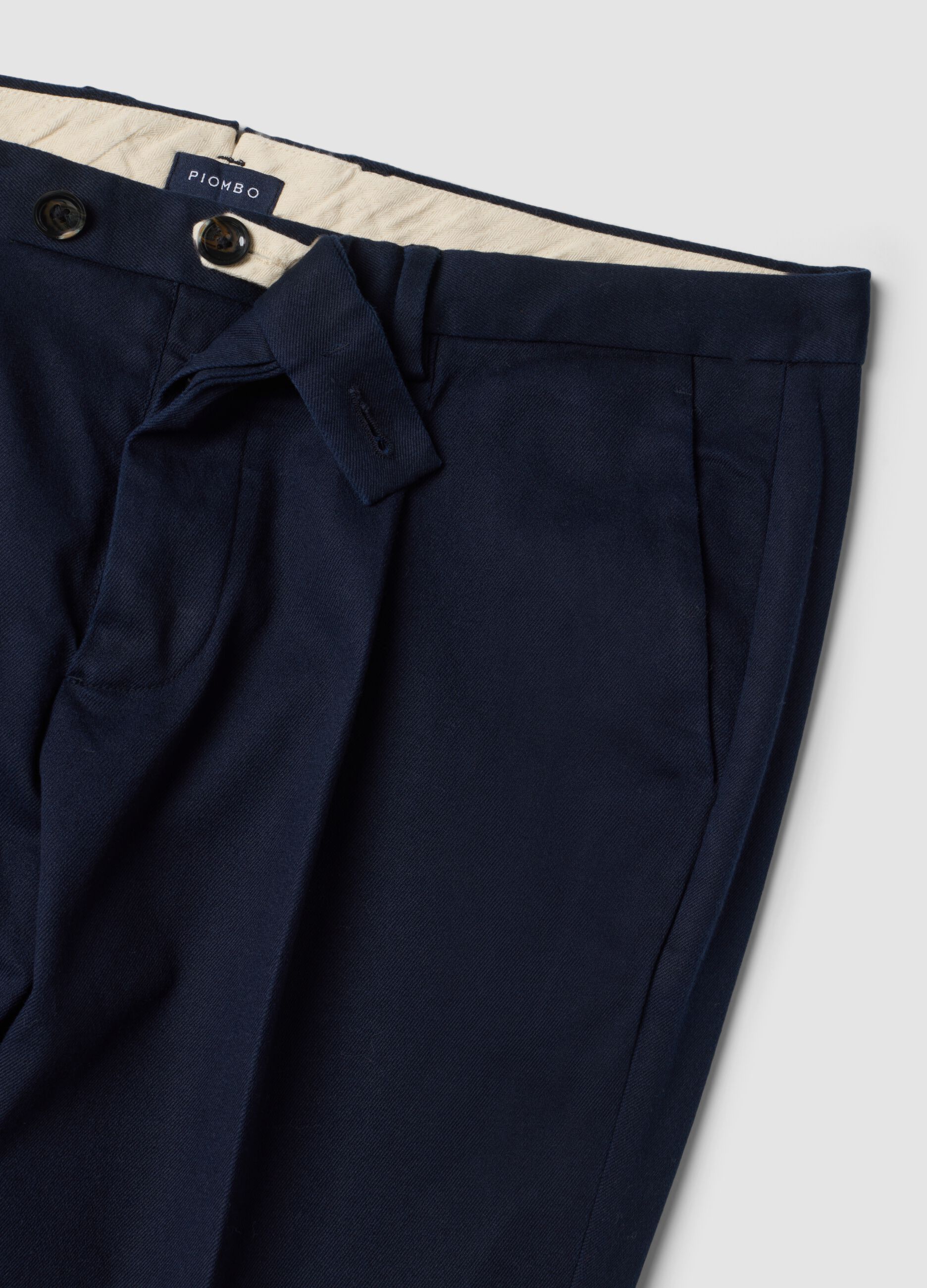 Pantaloni chino blu navy in cotone elasticizzato regular fit