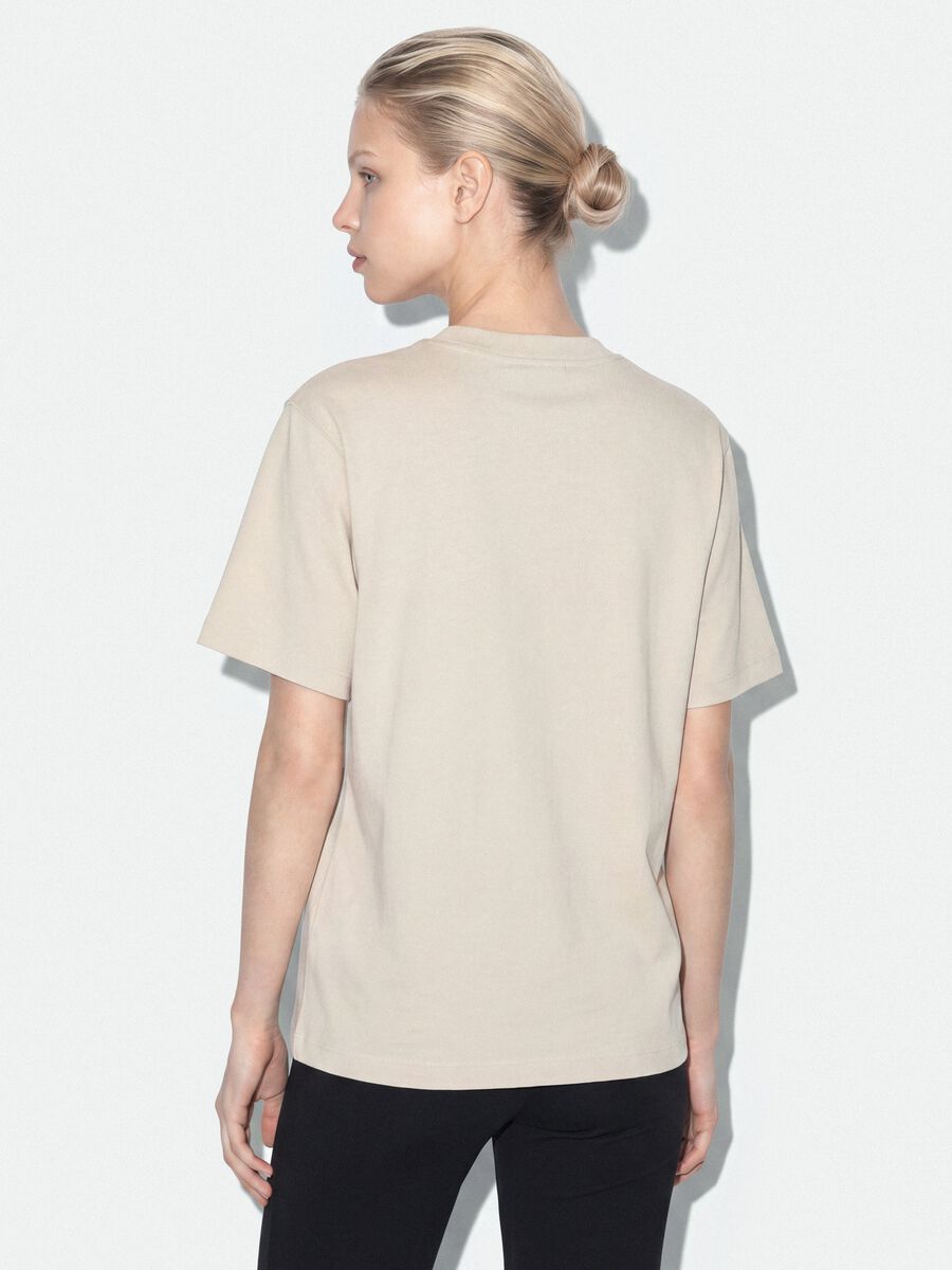 Beige relaxed-fit pure cotton T-shirt with teddy print_2
