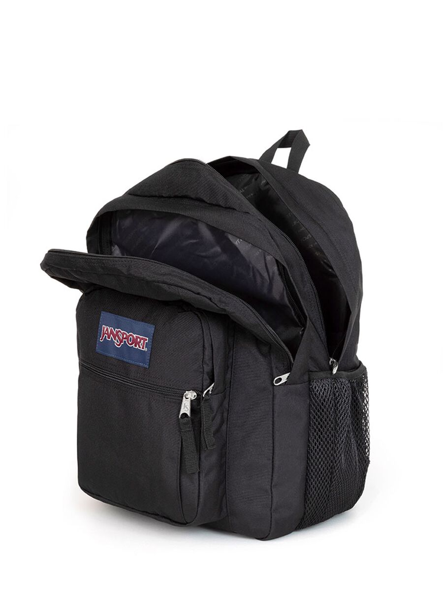 Black backpack with front pocket and mesh panels_3