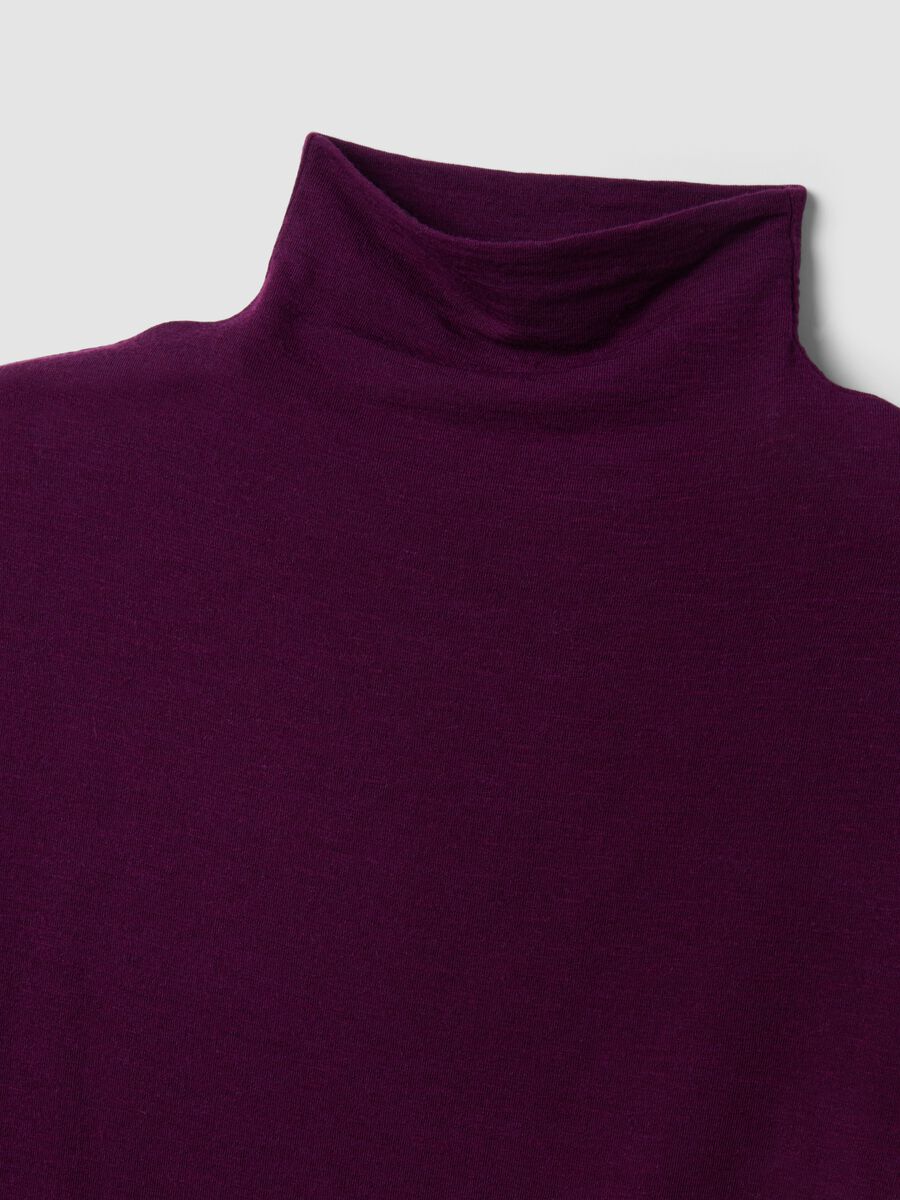 Purple modal and stretch cashmere T-shirt, regular fit_5