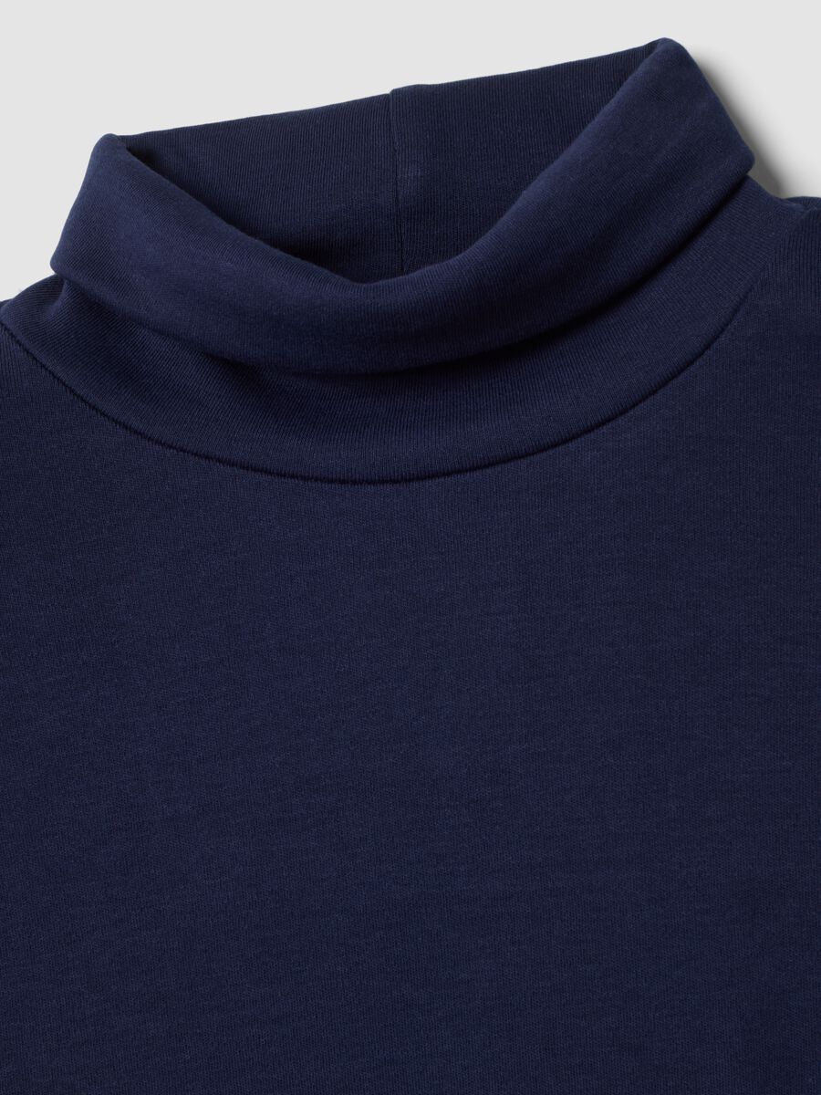 Blue pure cotton roll-neck T-shirt_1