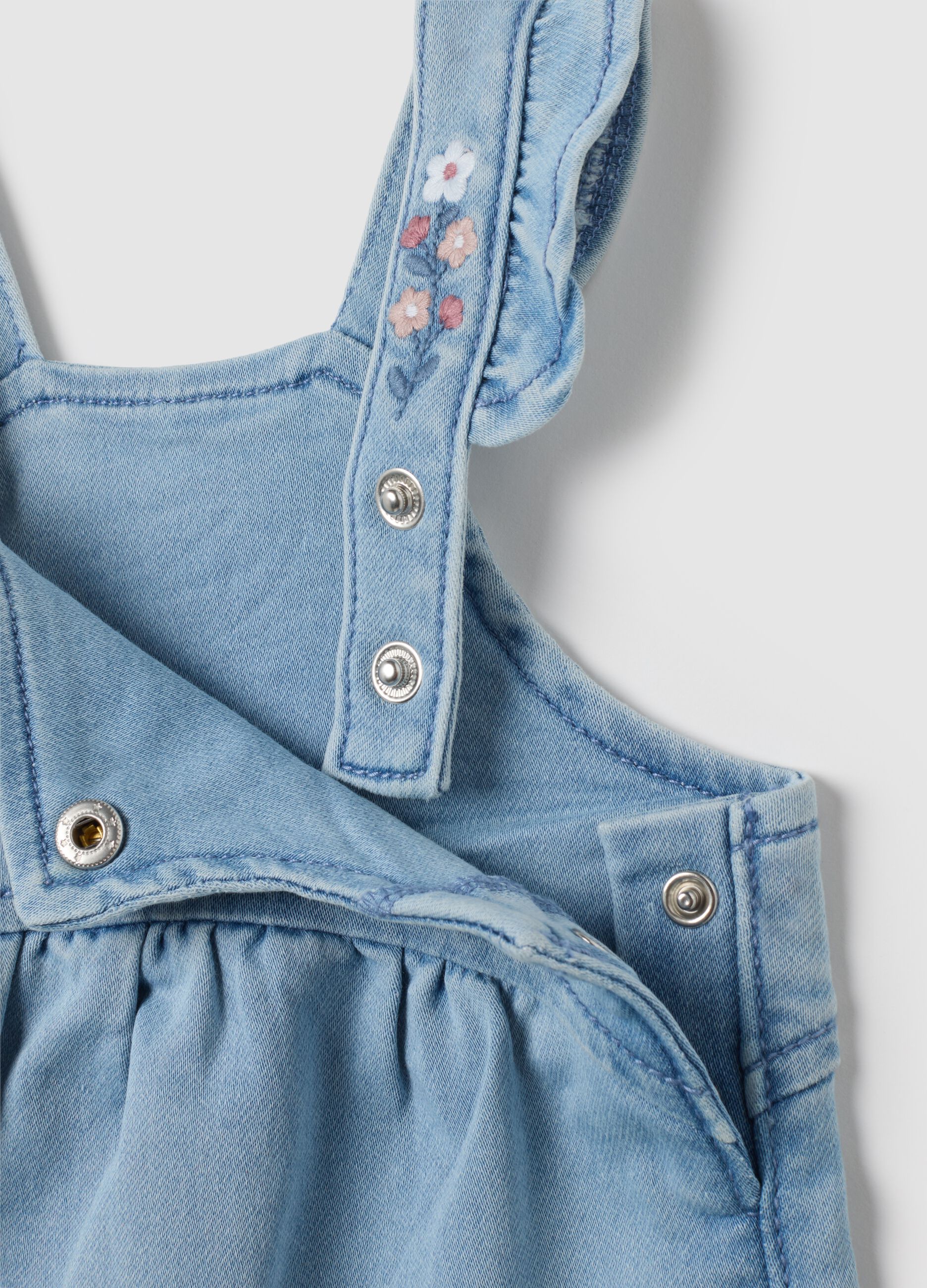Baby Girl Denim Overalls in Light Blue Regular Fit