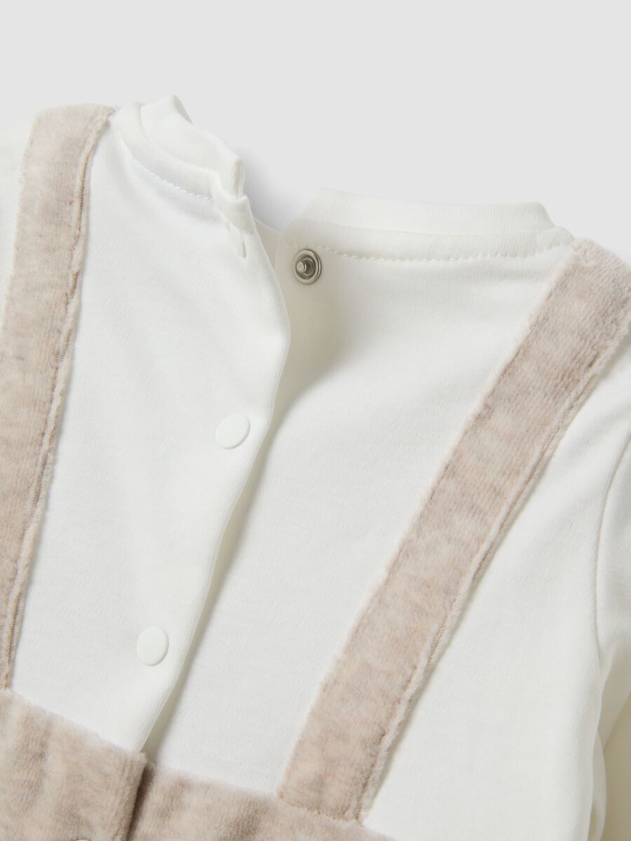 Beige organic cotton-blend babygrow with integrated bodysuit_3