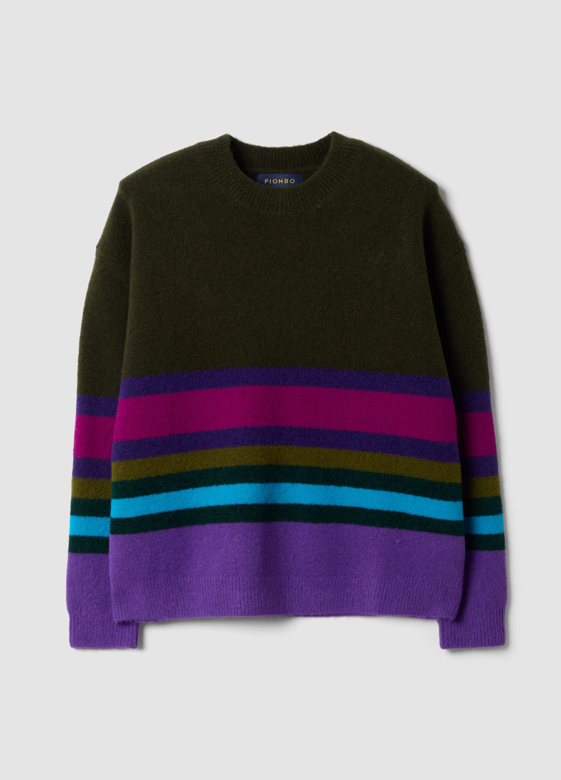 Oversized multicolour striped stretch-wool crew-neck jumper