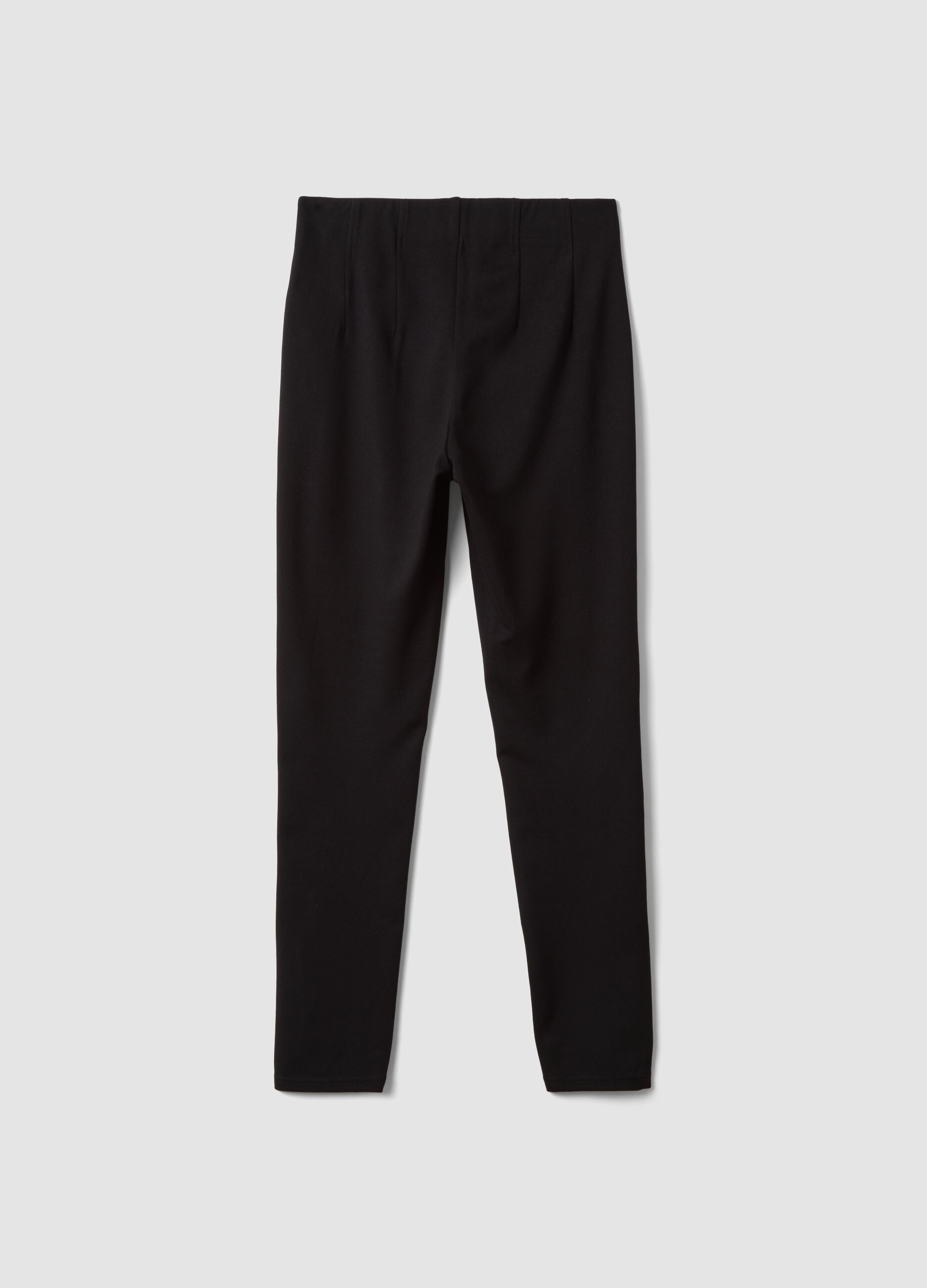 Black slim-fit stretch viscose Milano-knit leggings
