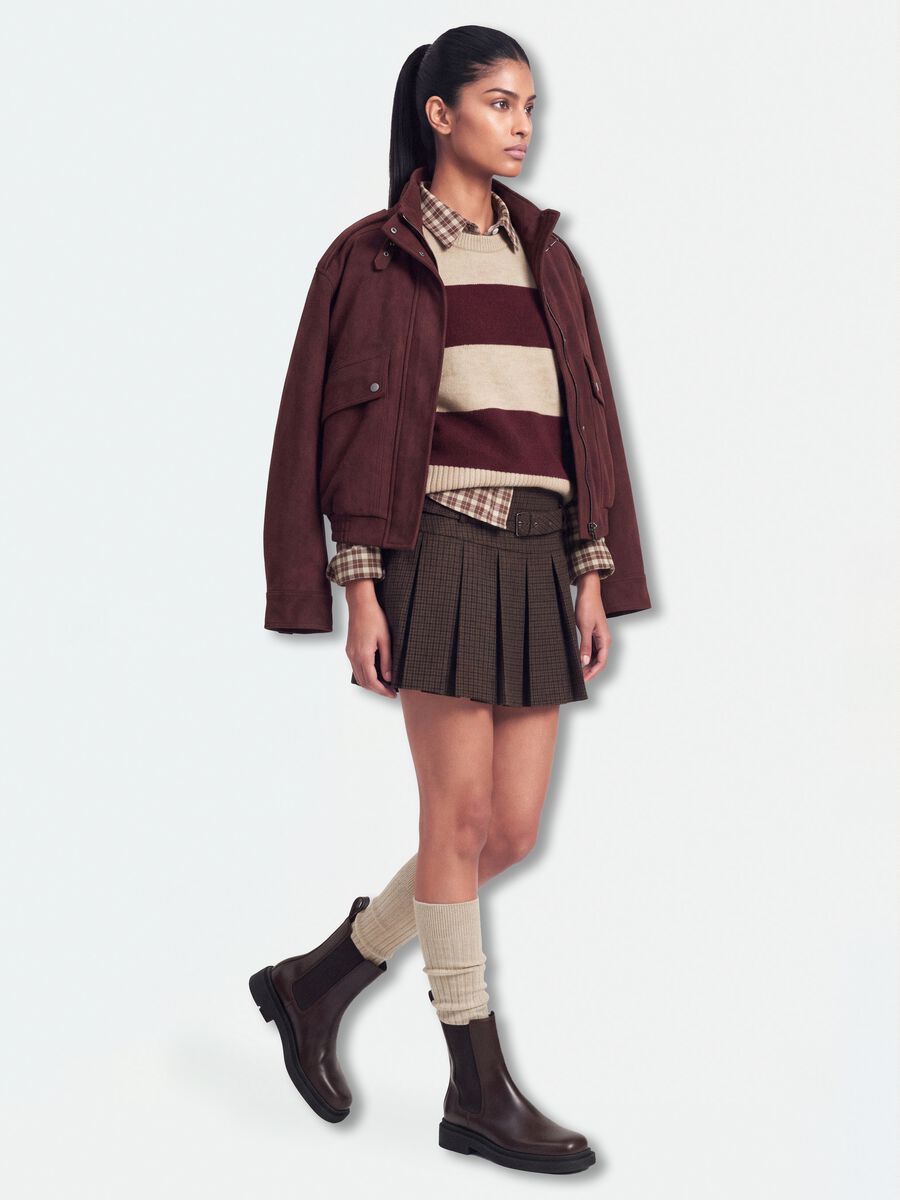 Beige striped stretch wool crew-neck jumper_1