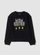 Black pure cotton sweatshirt with gaming print and crew neck_3