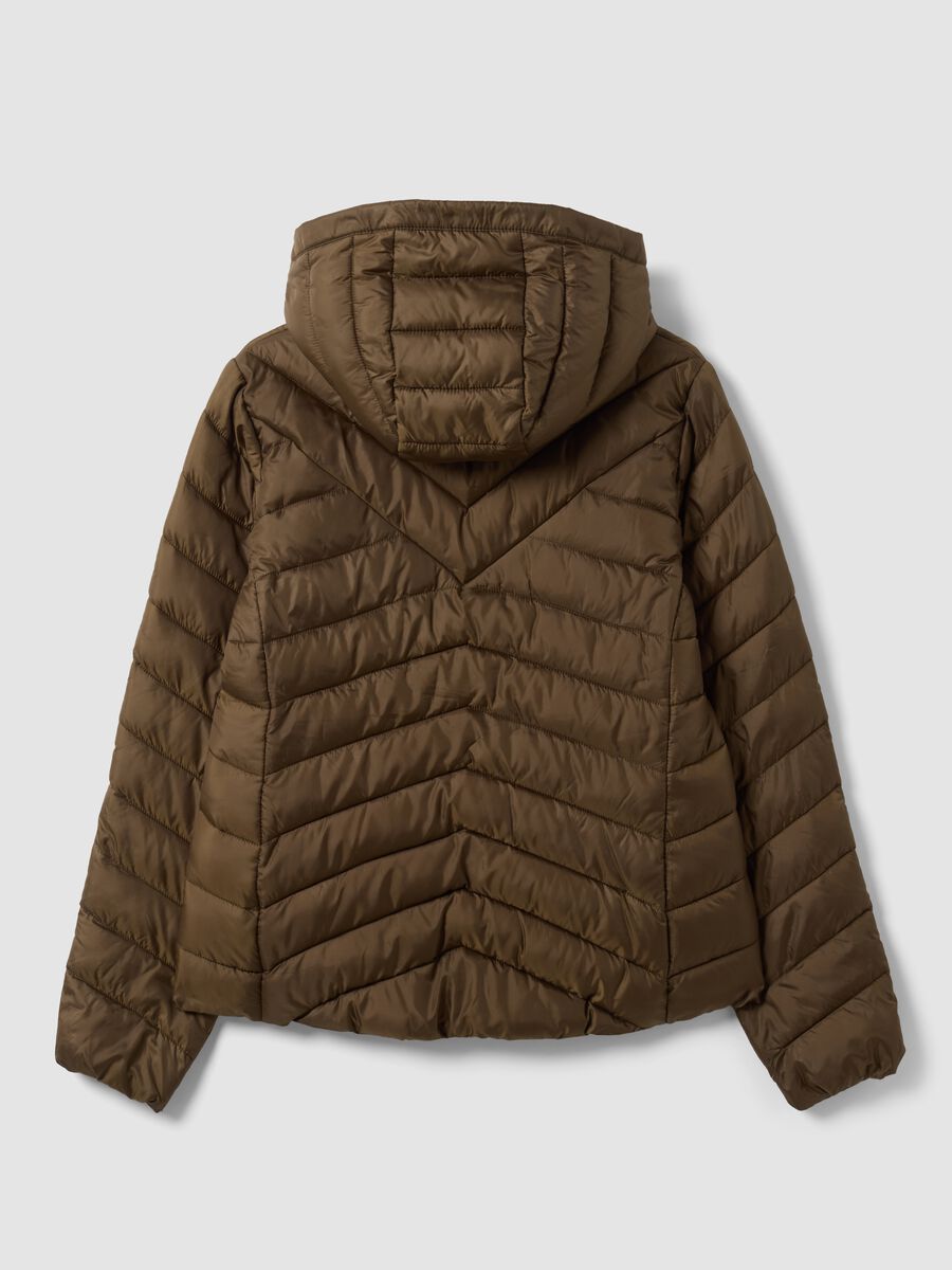 Green Ultralight quilted jacket with hood and zip_5