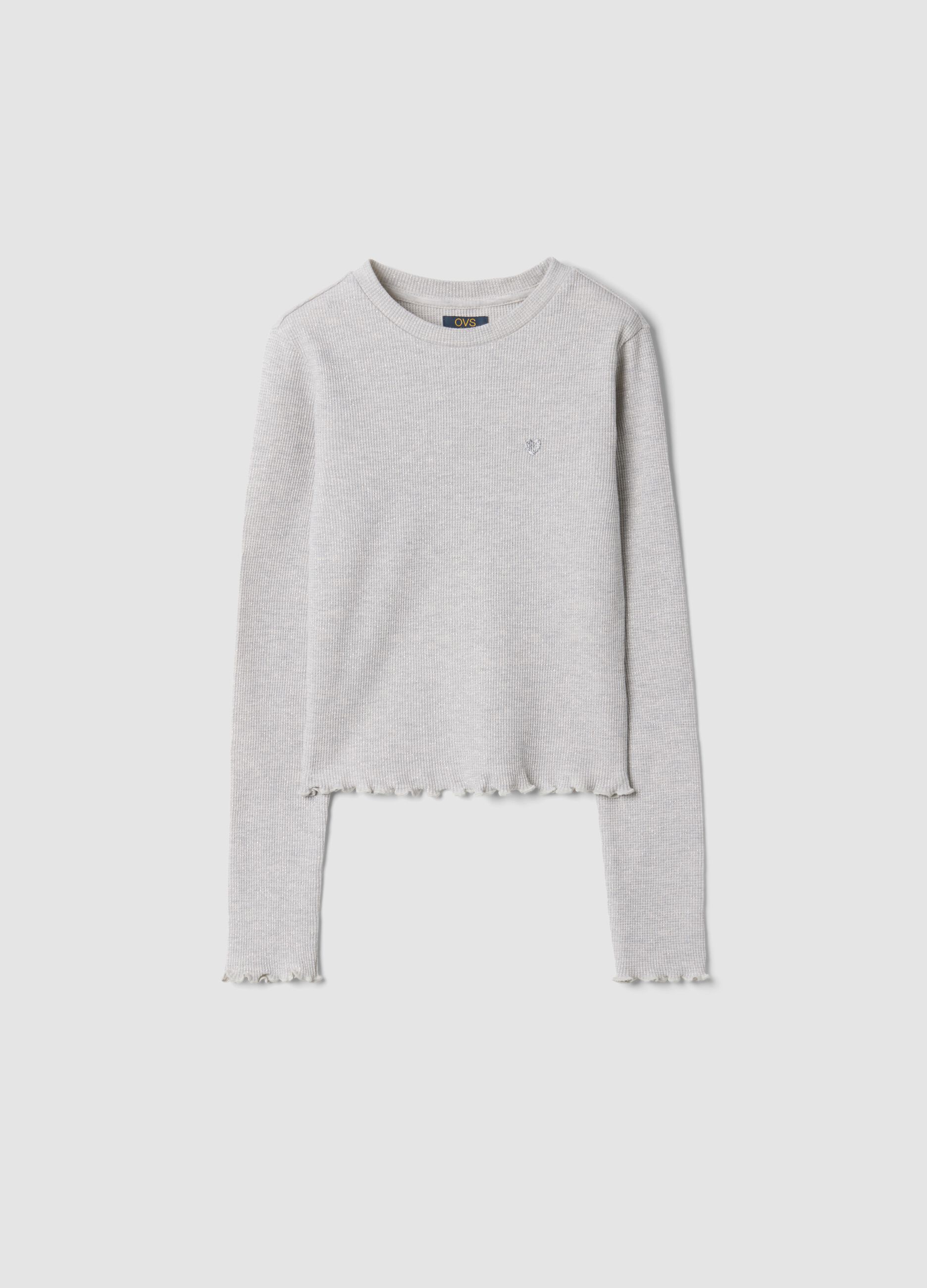 Marl grey cotton-blend crew-neck T-shirt