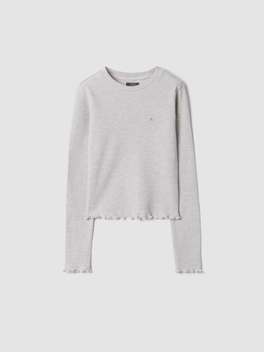 Marl grey cotton-blend crew-neck T-shirt_0