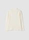 White organic cotton T-shirt with high neck_1