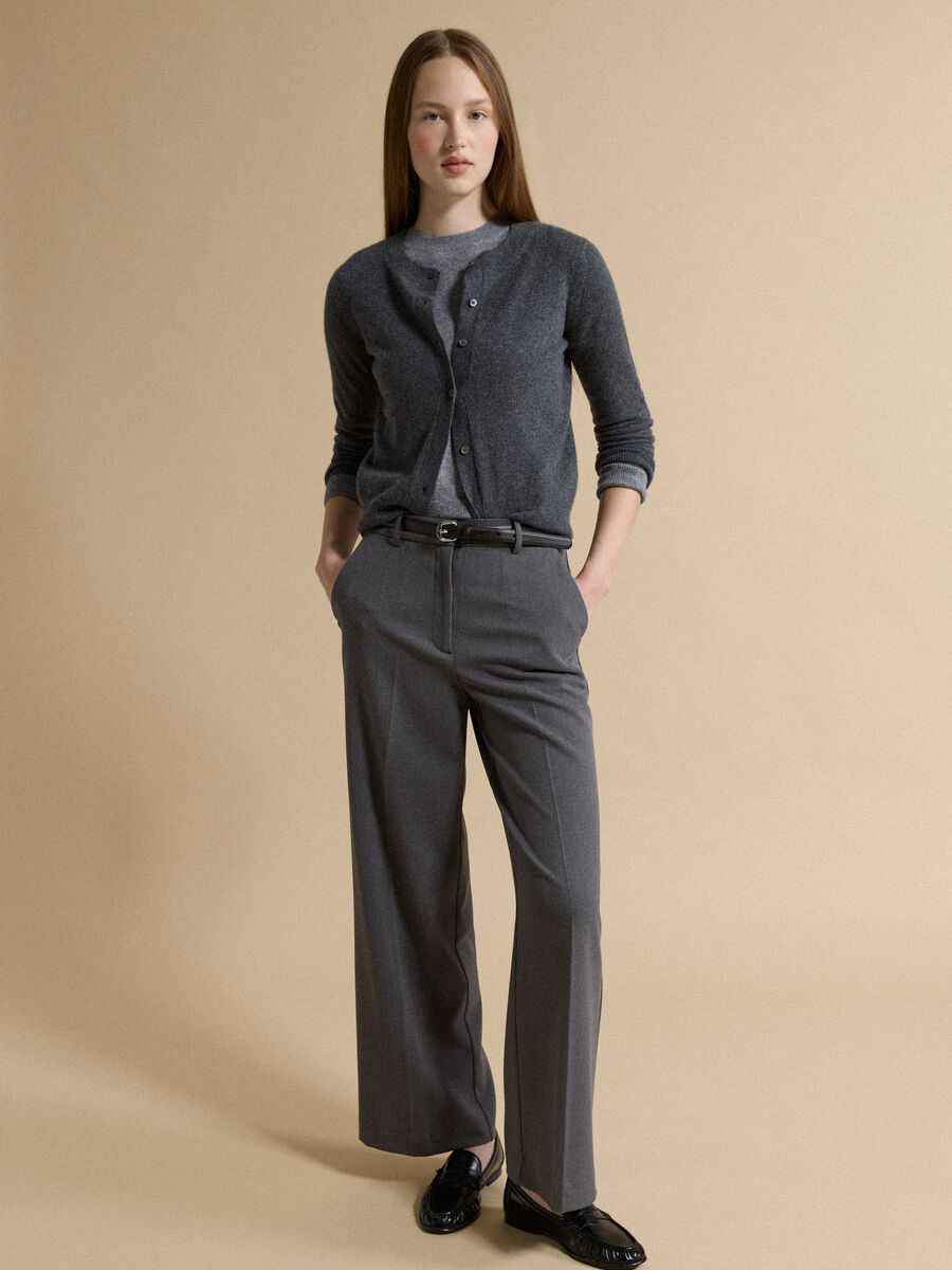 Grey pure cashmere crew-neck cardigan_1