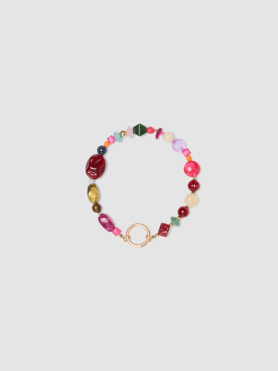 Multicolour beaded bracelet with ring clasp_0