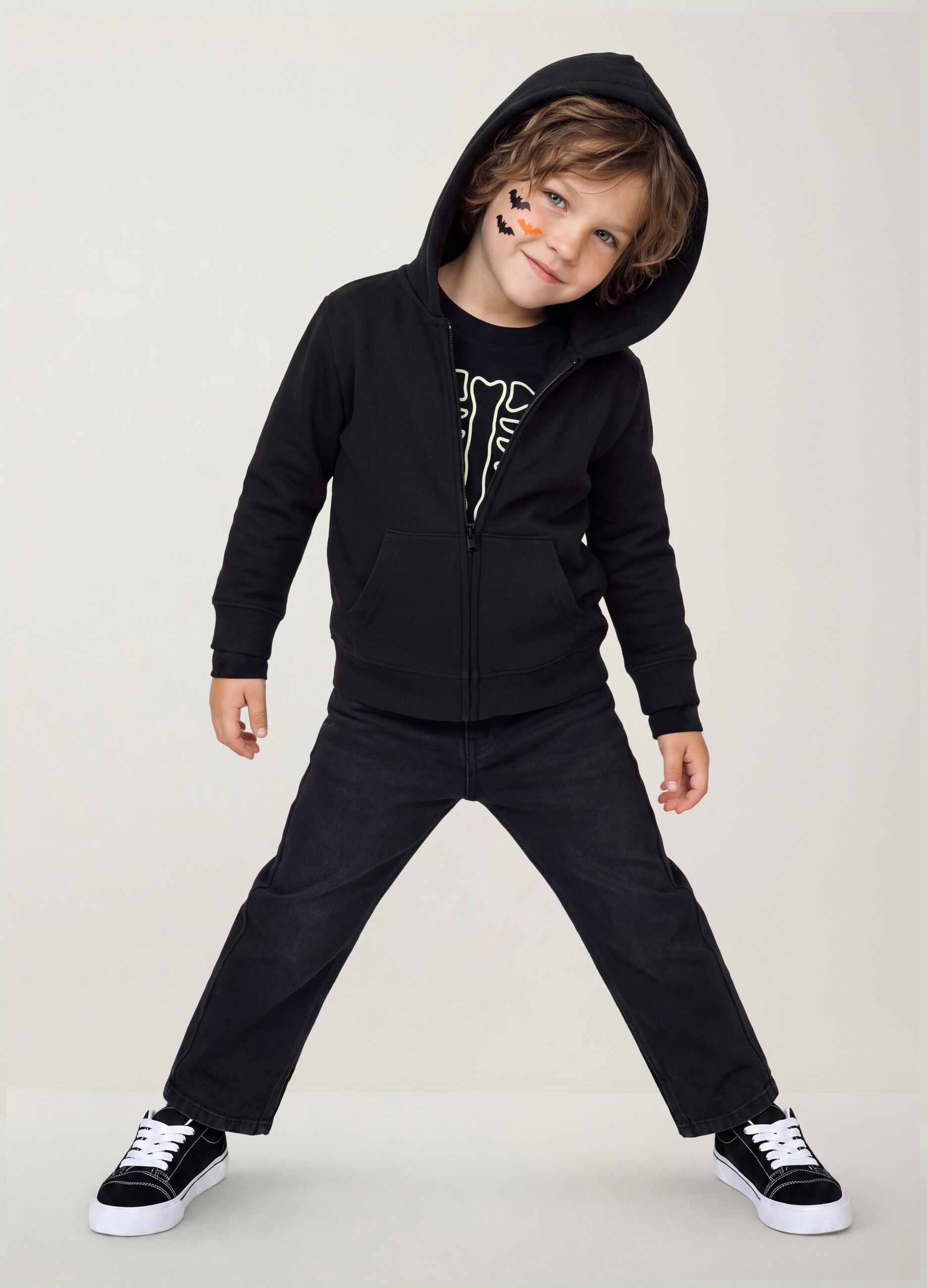 Jeans neri wide leg in misto cotone e viscosa per bambino