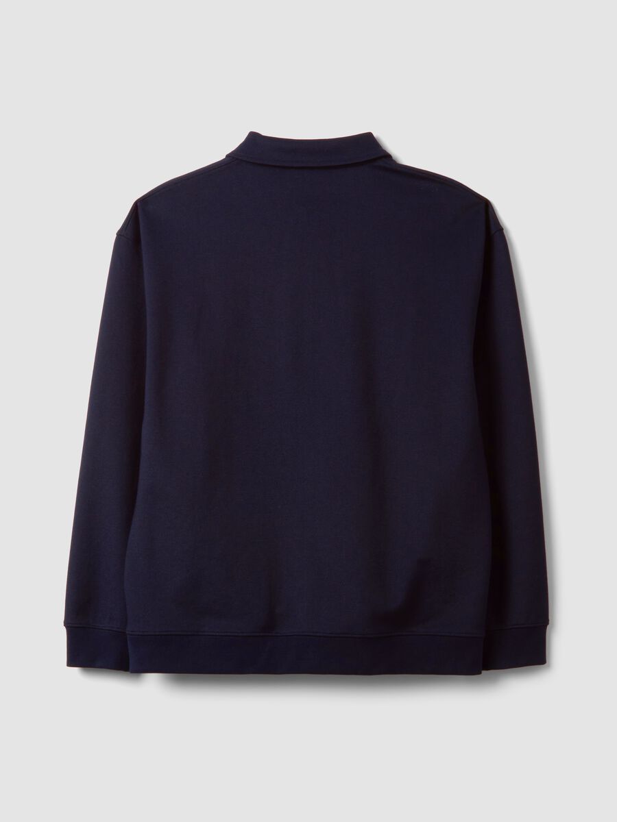 Navy stretch polo-collar sweatshirt with a relaxed fit_6