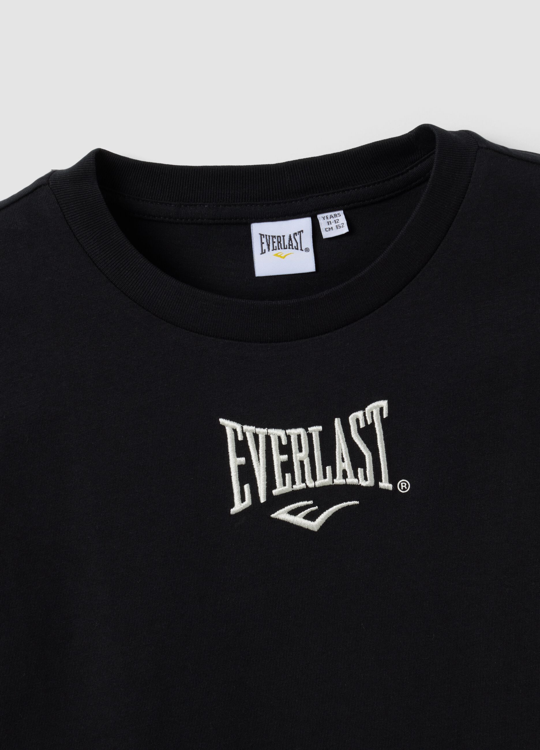 Black pure cotton logo T-shirt, regular fit, for boys